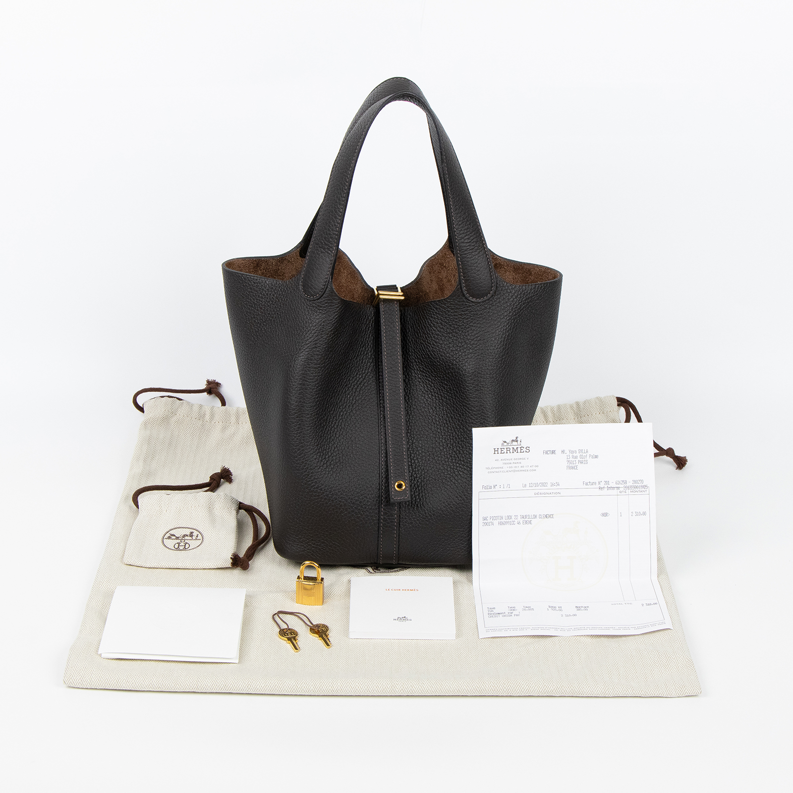 愛馬仕 Hermes Picotin Lock 22 菜籃子包 金色五金 烏木色 H060991CC46 /U刻  防塵袋/鎖組/國外購買證明