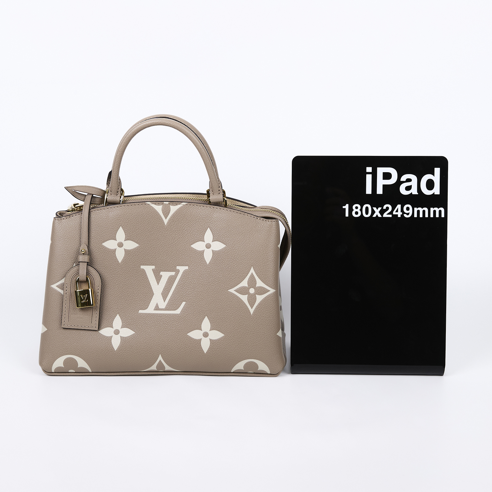 路易威登 LOUIS VUITTON Petit Palais 斑鳩灰奶油 壓花粒面牛皮 手提包 單肩包 M58914 晶片款  防塵袋/購買證明/鎖組