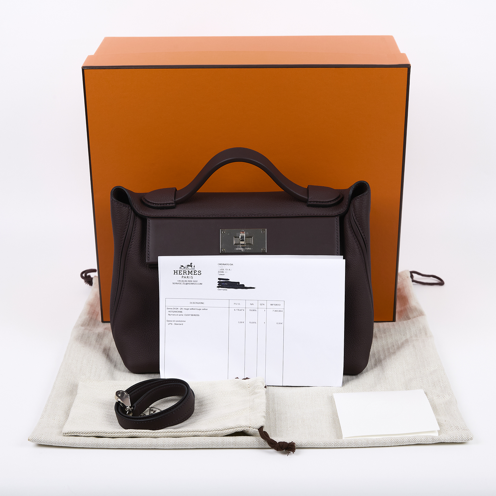 愛馬仕 Hermes 24/24 29 手提包 銀色五金 馬鞍紅色 H075240CKBE /  原廠盒子/防塵袋/背帶/電子購買證明影本