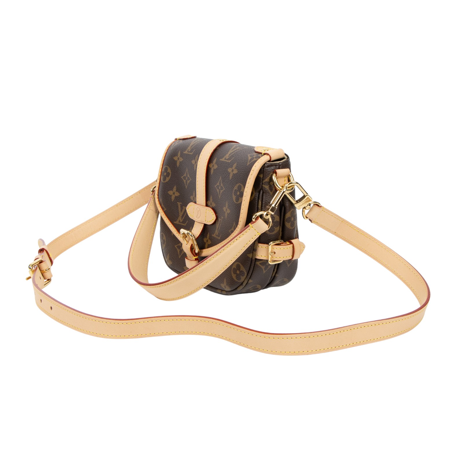 路易威登 LOUIS VUITTON Saumur BB  手提 馬鞍斜背包 M46740 晶片款 原花Saumur BB肩背包 原廠盒子/防塵袋/背帶3