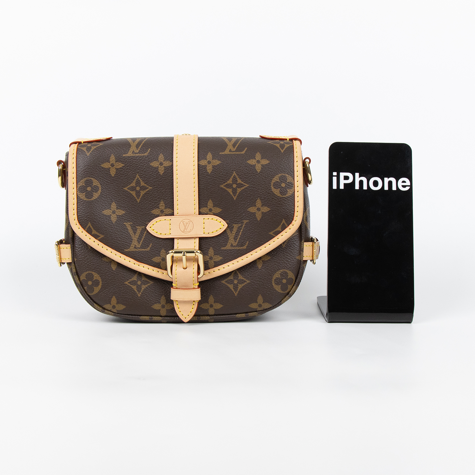 路易威登 LOUIS VUITTON Saumur BB  手提 馬鞍斜背包 M46740 晶片款 原花Saumur BB肩背包 原廠盒子/防塵袋/背帶3