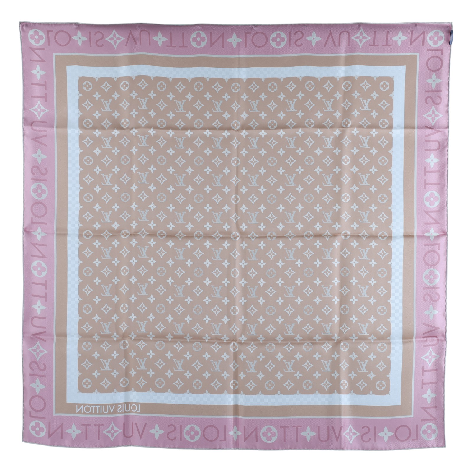 路易威登 LOUIS VUITTON monogram infinity square 絲巾 蠶絲 M79931 粉原花印花絲巾 90CM 原廠盒子