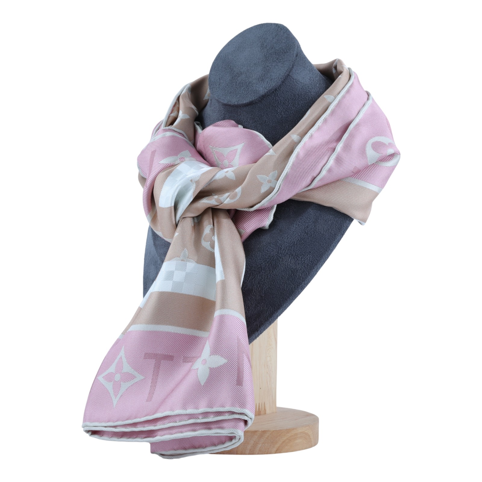 路易威登 LOUIS VUITTON monogram infinity square 絲巾 蠶絲 M79931 粉原花印花絲巾 90CM 原廠盒子