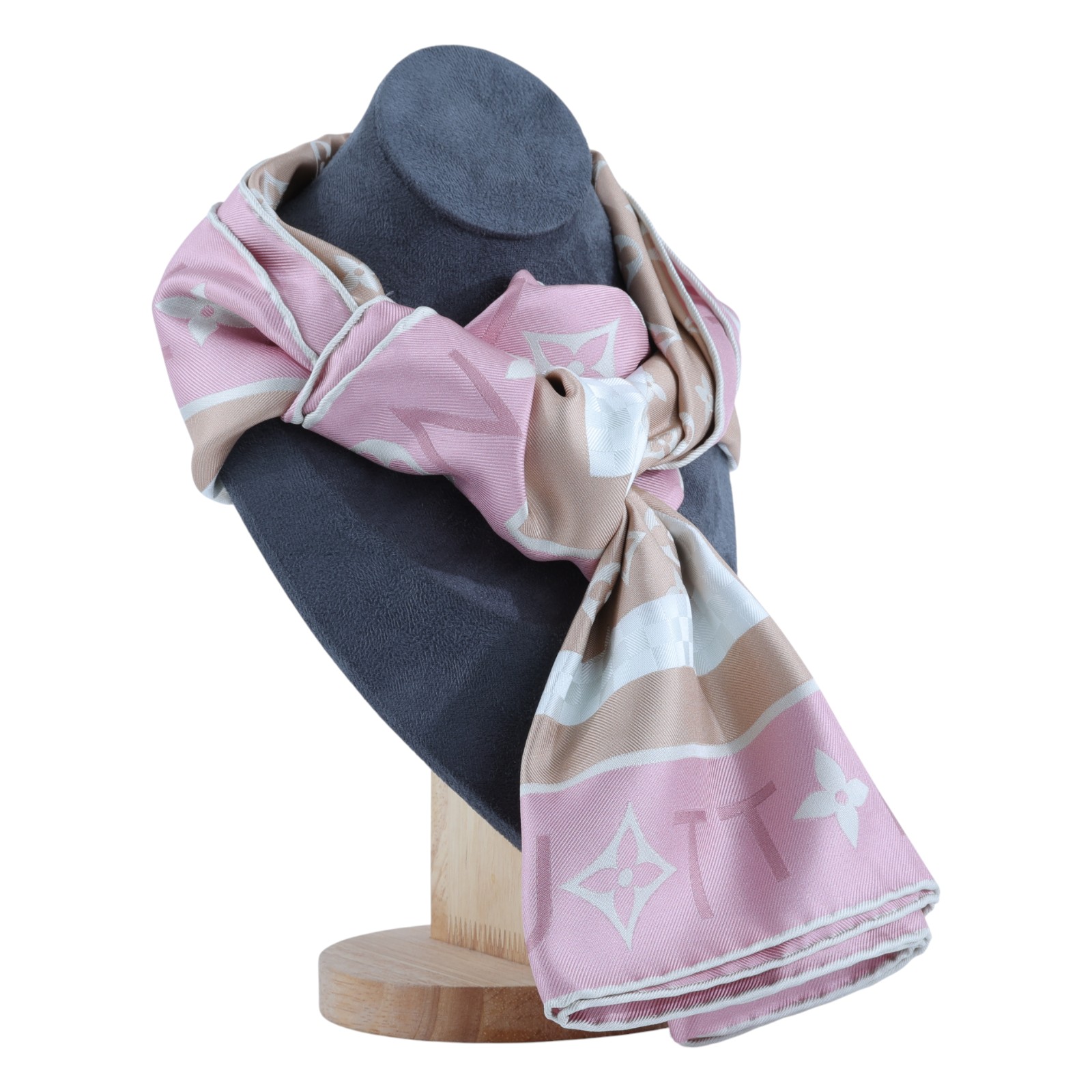 路易威登 LOUIS VUITTON monogram infinity square 絲巾 蠶絲 M79931 粉原花印花絲巾 90CM 原廠盒子