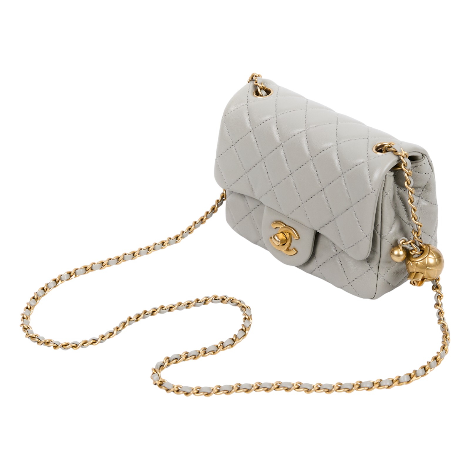 香奈兒 CHANEL CC logo 金球 方胖 肩背 斜背 口蓋包 AS1786 B02916 晶片款 灰羊金球方胖 原廠盒子/防塵袋/購買證明影本