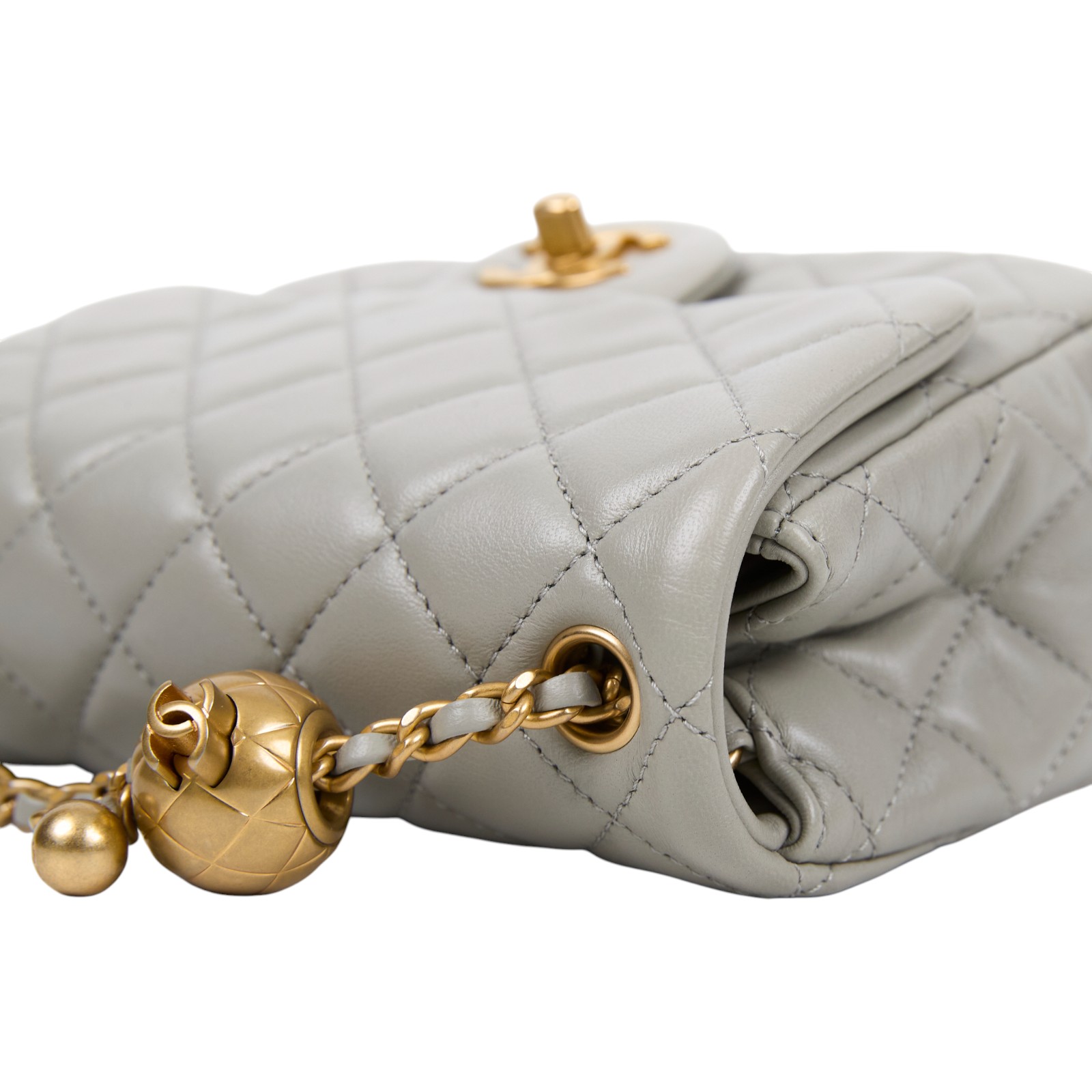 香奈兒 CHANEL CC logo 金球 方胖 肩背 斜背 口蓋包 AS1786 B02916 晶片款 灰羊金球方胖 原廠盒子/防塵袋/購買證明影本