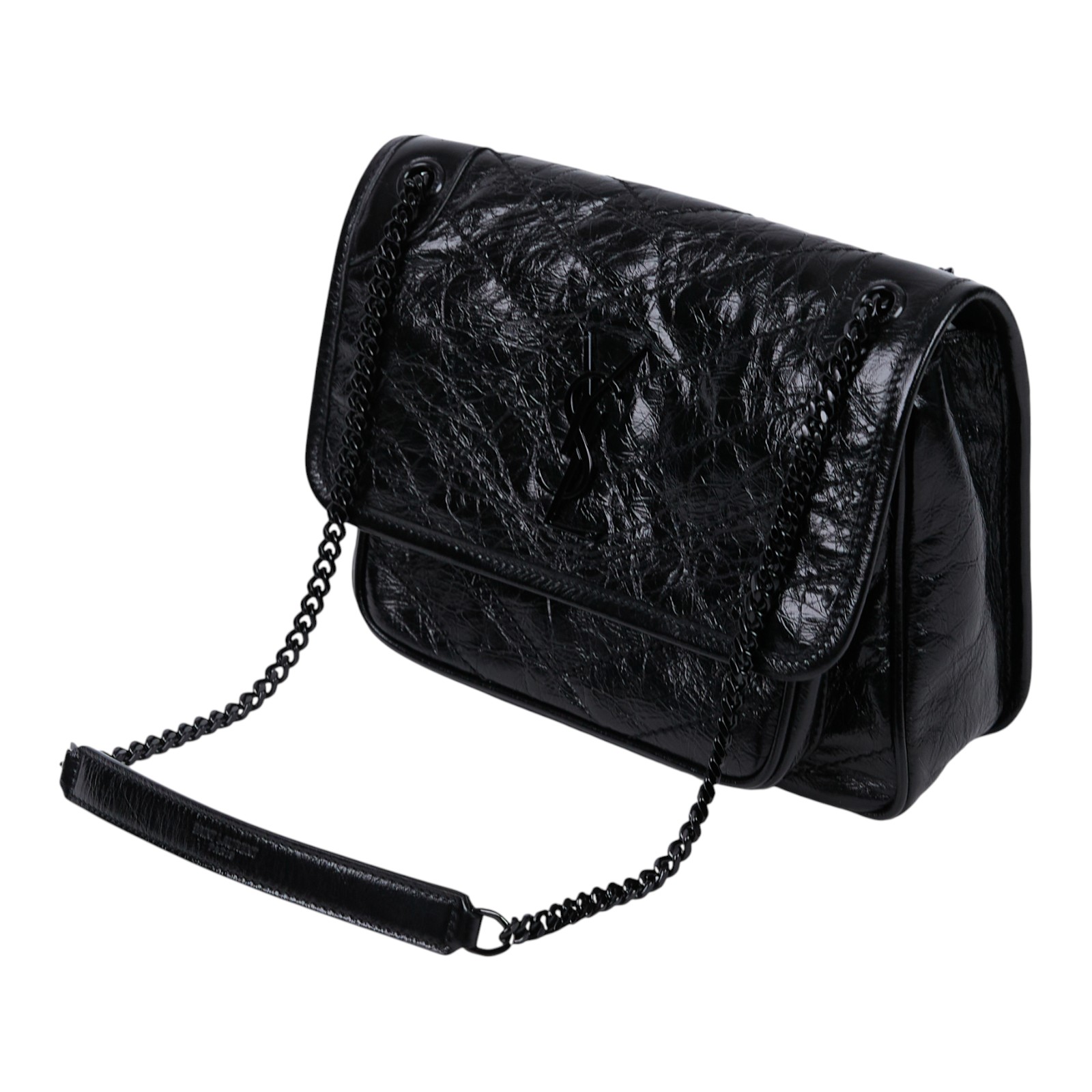 聖羅蘭 YSL SAINT LAURENT Niki 復古小牛皮 Baby 斜背 翻蓋包 6331850EN08 黑NIKI BABY 防塵袋/購買證明