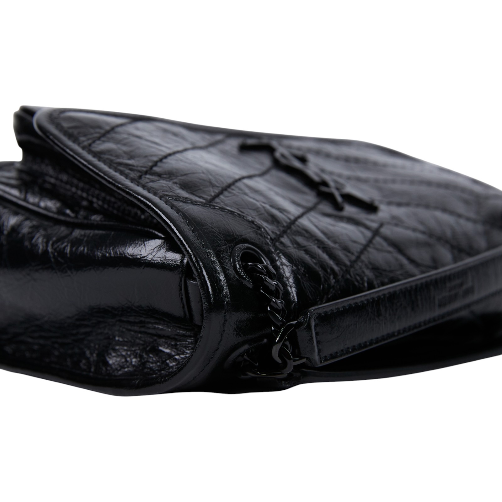 聖羅蘭 YSL SAINT LAURENT Niki 復古小牛皮 Baby 斜背 翻蓋包 6331850EN08 黑NIKI BABY 防塵袋/購買證明