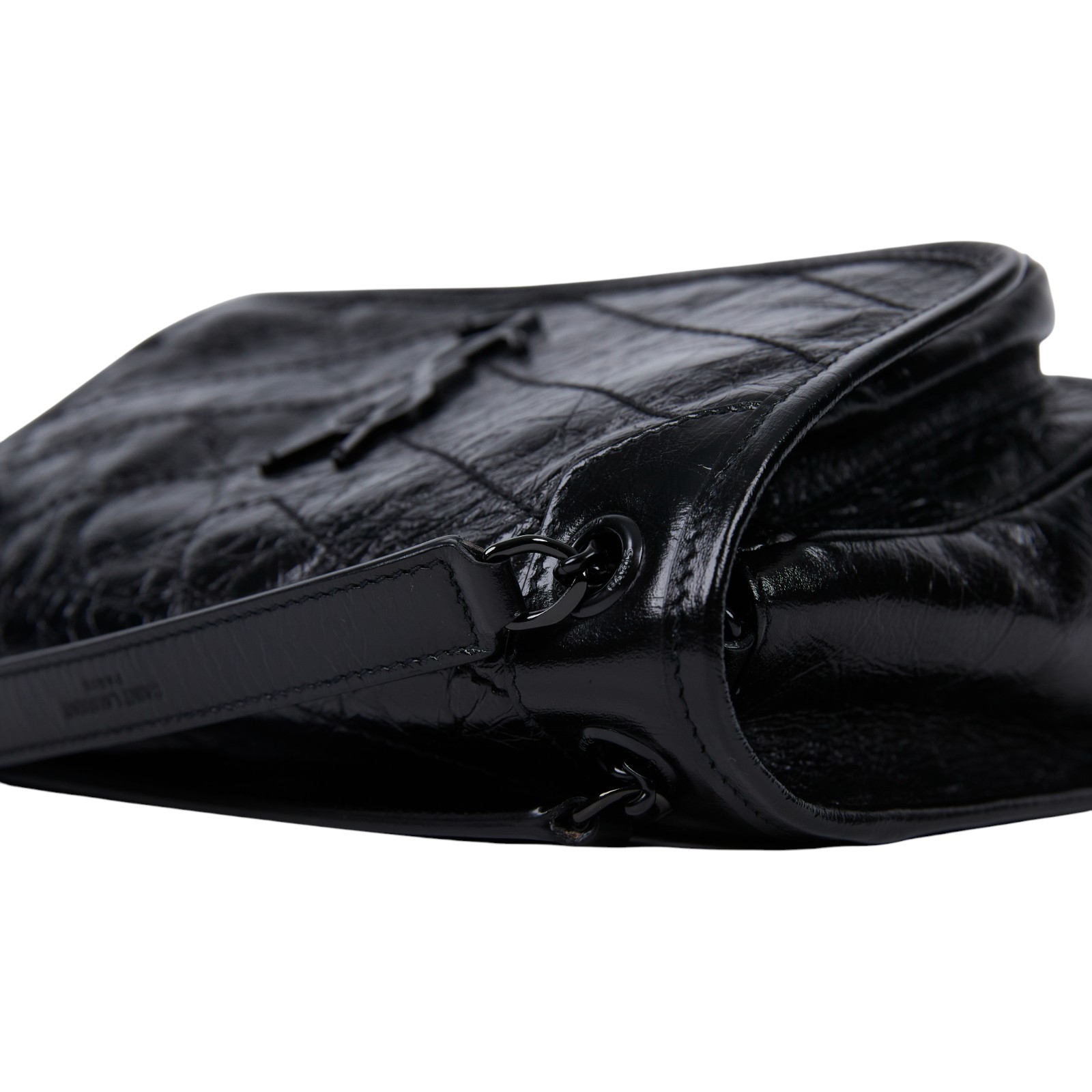 聖羅蘭 YSL SAINT LAURENT Niki 復古小牛皮 Baby 斜背 翻蓋包 6331850EN08 黑NIKI BABY 防塵袋/購買證明