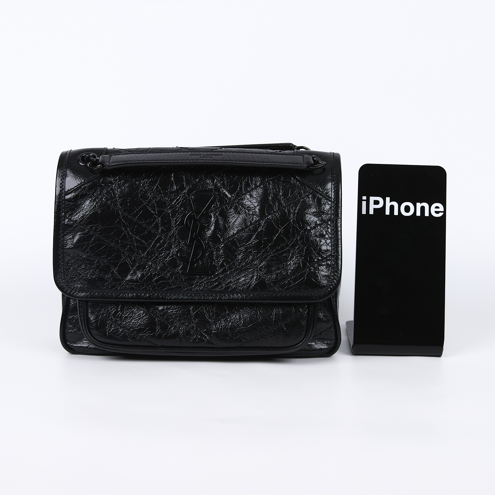 聖羅蘭 YSL SAINT LAURENT Niki 復古小牛皮 Baby 斜背 翻蓋包 6331850EN08 黑NIKI BABY 防塵袋/購買證明