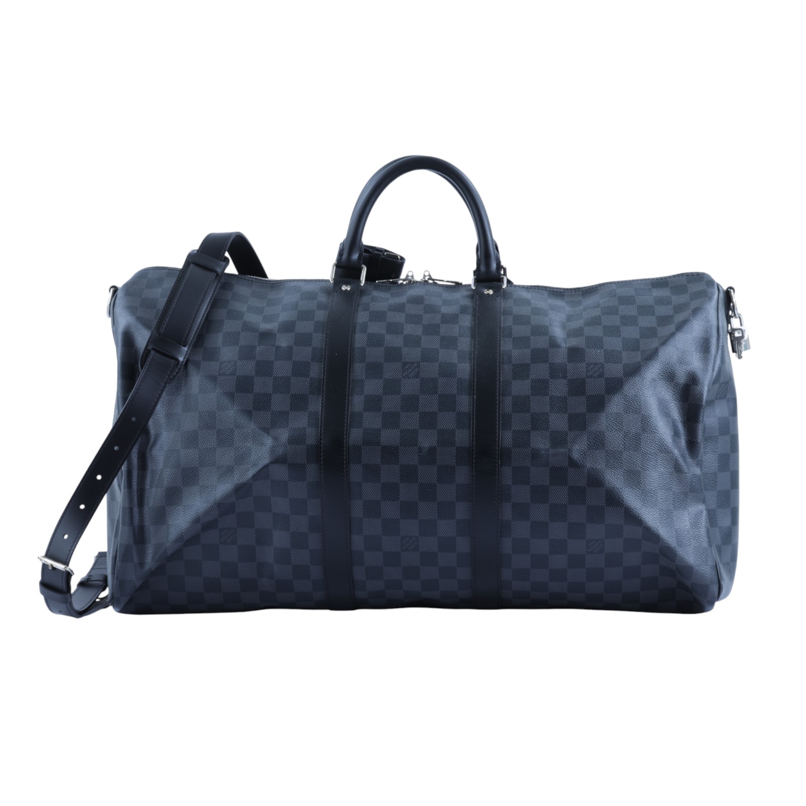 路易威登 LOUIS VUITTON Keepall Bandoulière 55 棋盤格 波士頓包 黑色  旅行袋 N41413  防塵袋/背帶/鎖組