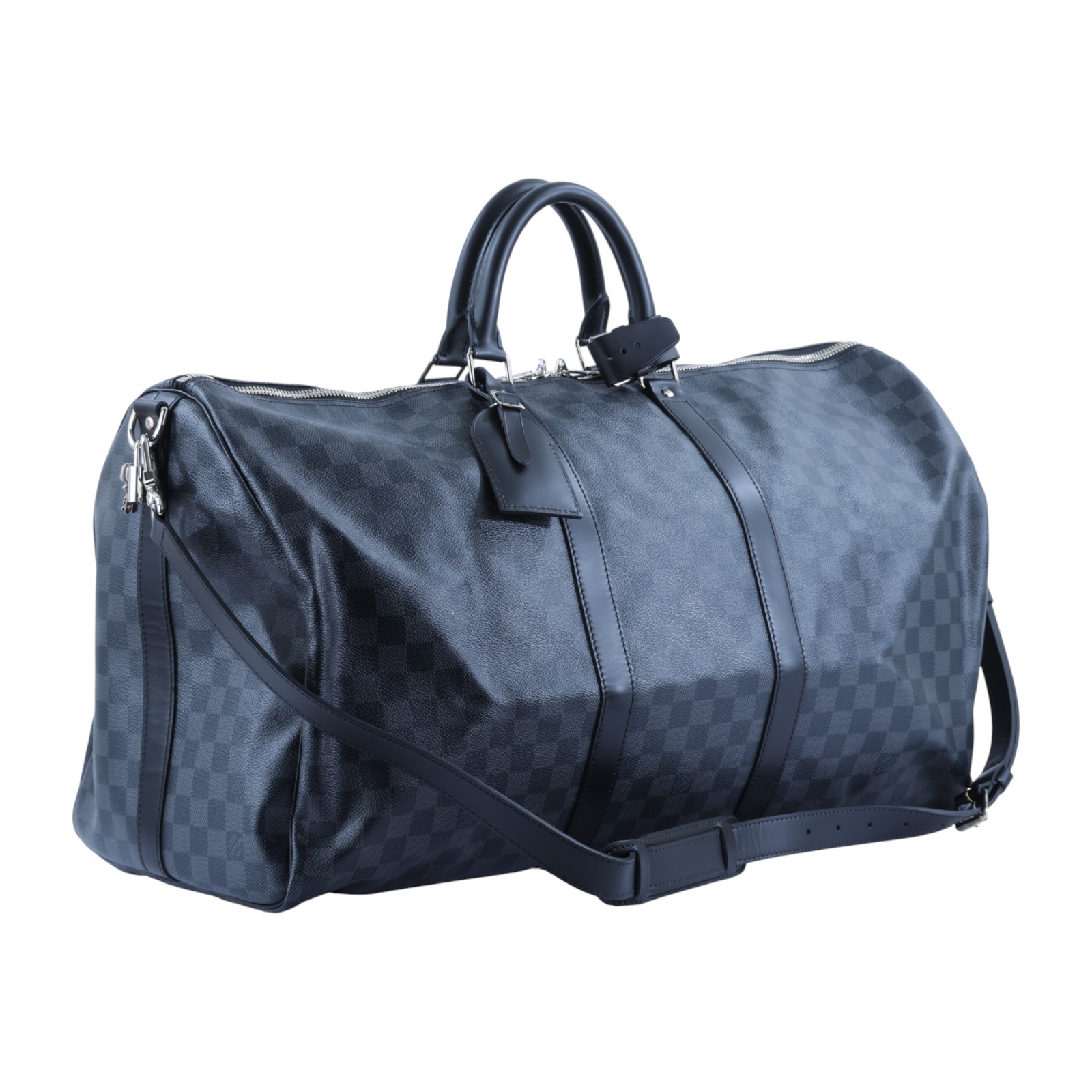 路易威登 LOUIS VUITTON Keepall Bandoulière 55 棋盤格 波士頓包 黑色  旅行袋 N41413  防塵袋/背帶/鎖組