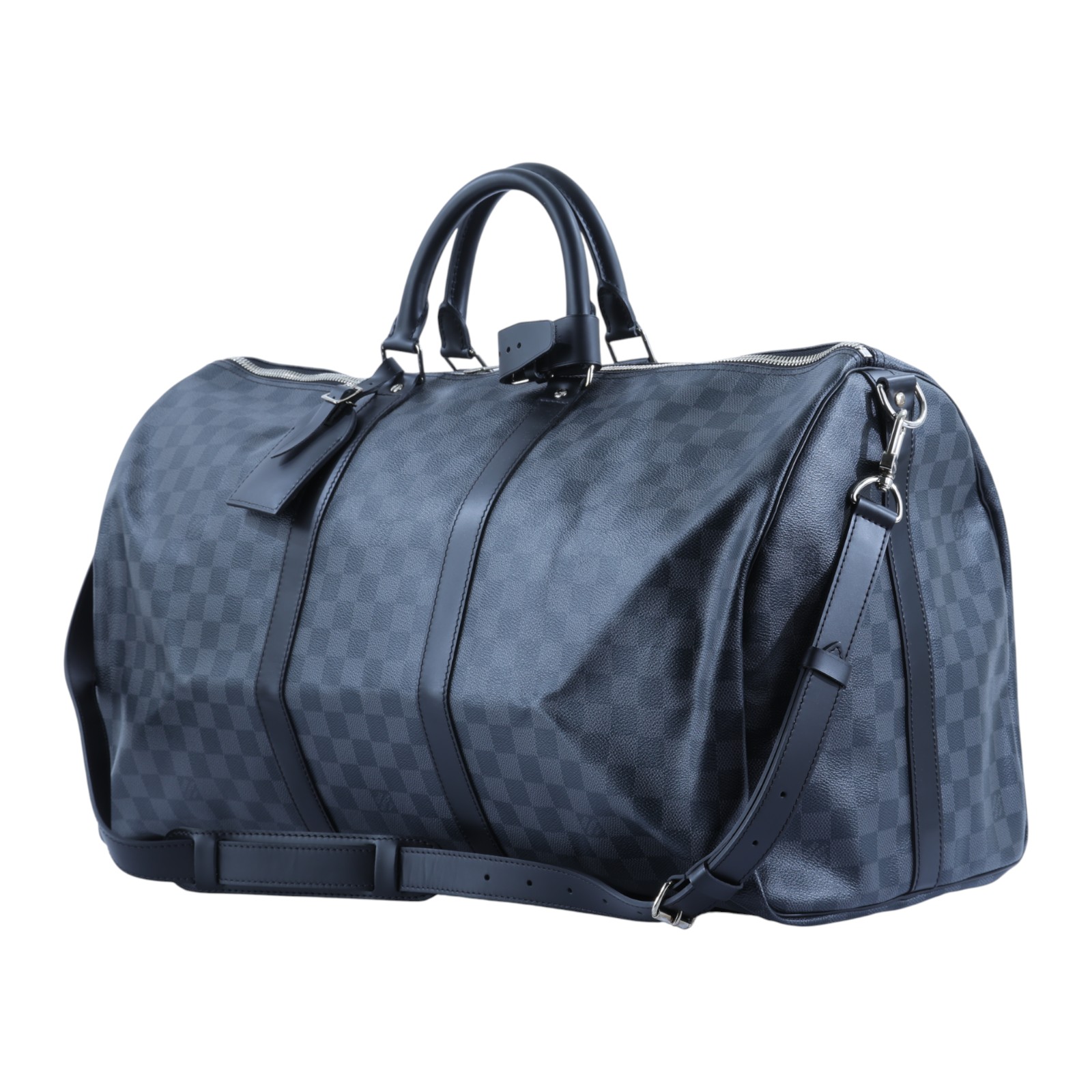 路易威登 LOUIS VUITTON Keepall Bandoulière 55 棋盤格 波士頓包 黑色  旅行袋 N41413  防塵袋/背帶/鎖組