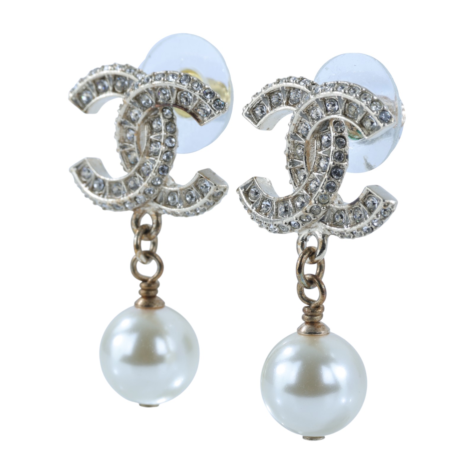 香奈兒 CHANEL CC 珍珠 耳釘 耳環 A23V 金色雙C垂墜珍珠耳環 原廠盒子/內襯