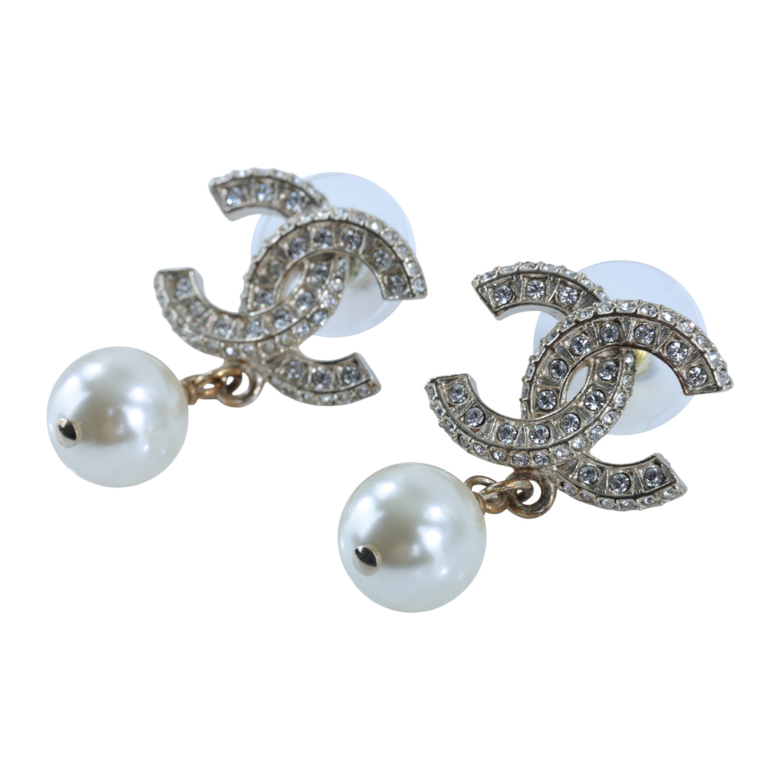 香奈兒 CHANEL CC 珍珠 耳釘 耳環 A23V 金色雙C垂墜珍珠耳環 原廠盒子/內襯