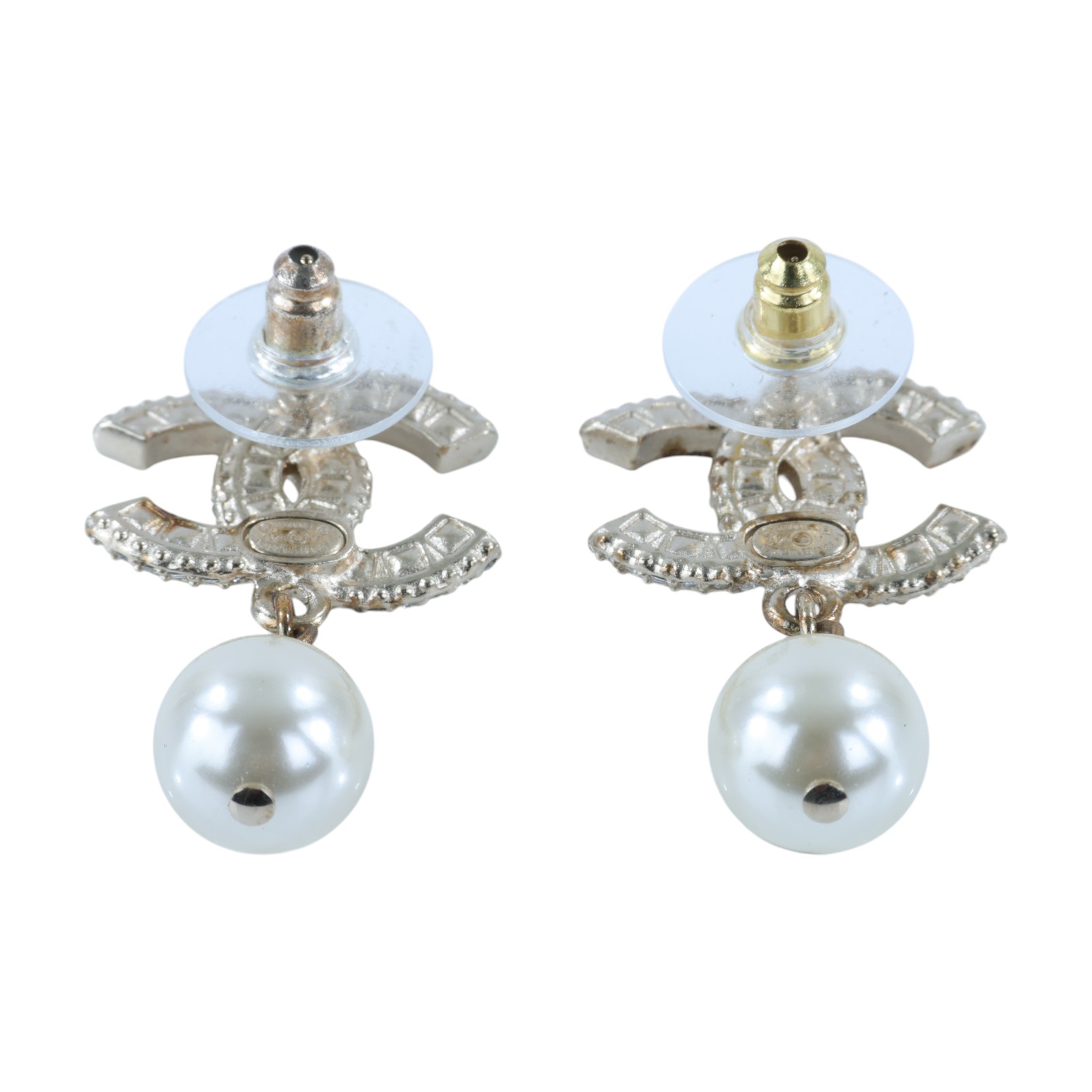 香奈兒 CHANEL CC 珍珠 耳釘 耳環 A23V 金色雙C垂墜珍珠耳環 原廠盒子/內襯