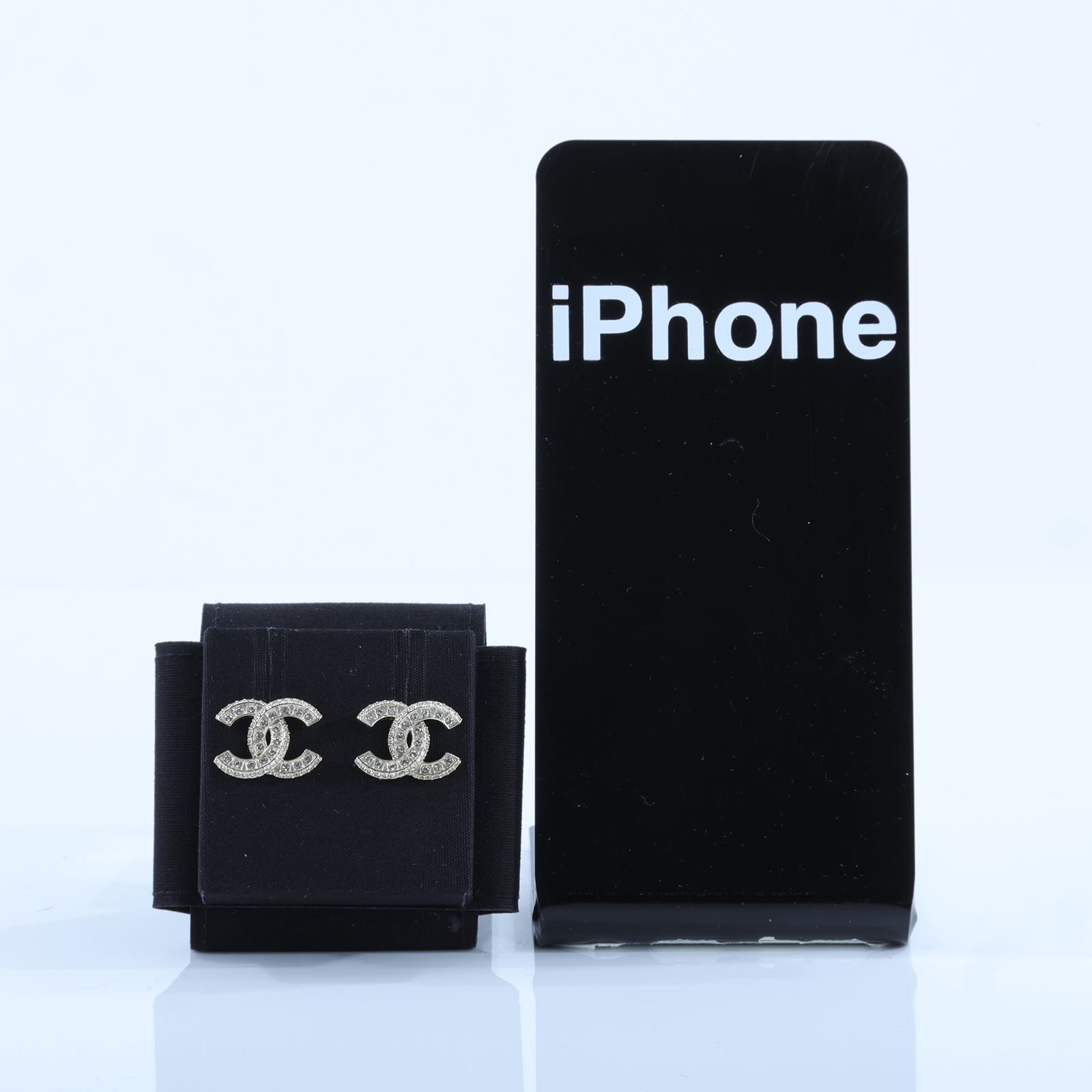 香奈兒 CHANEL CC 珍珠 耳釘 耳環 A23V 金色雙C水鑽珍珠耳環 原廠盒子/內襯