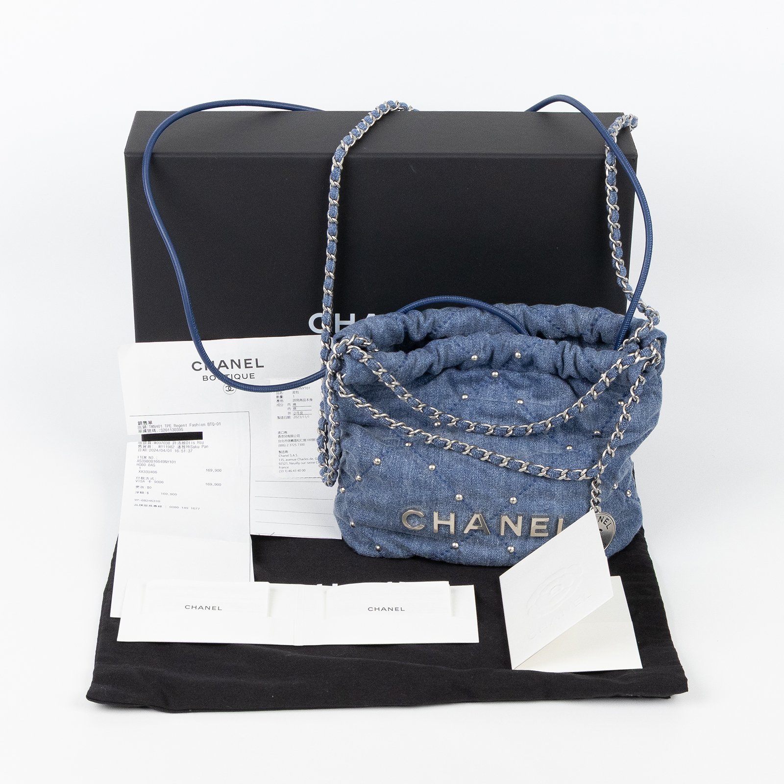 香奈兒 CHANEL 22 迷你 束口包 AS3980 B16649 丹寧22包 MINI 原廠盒子/防塵袋/購買證明