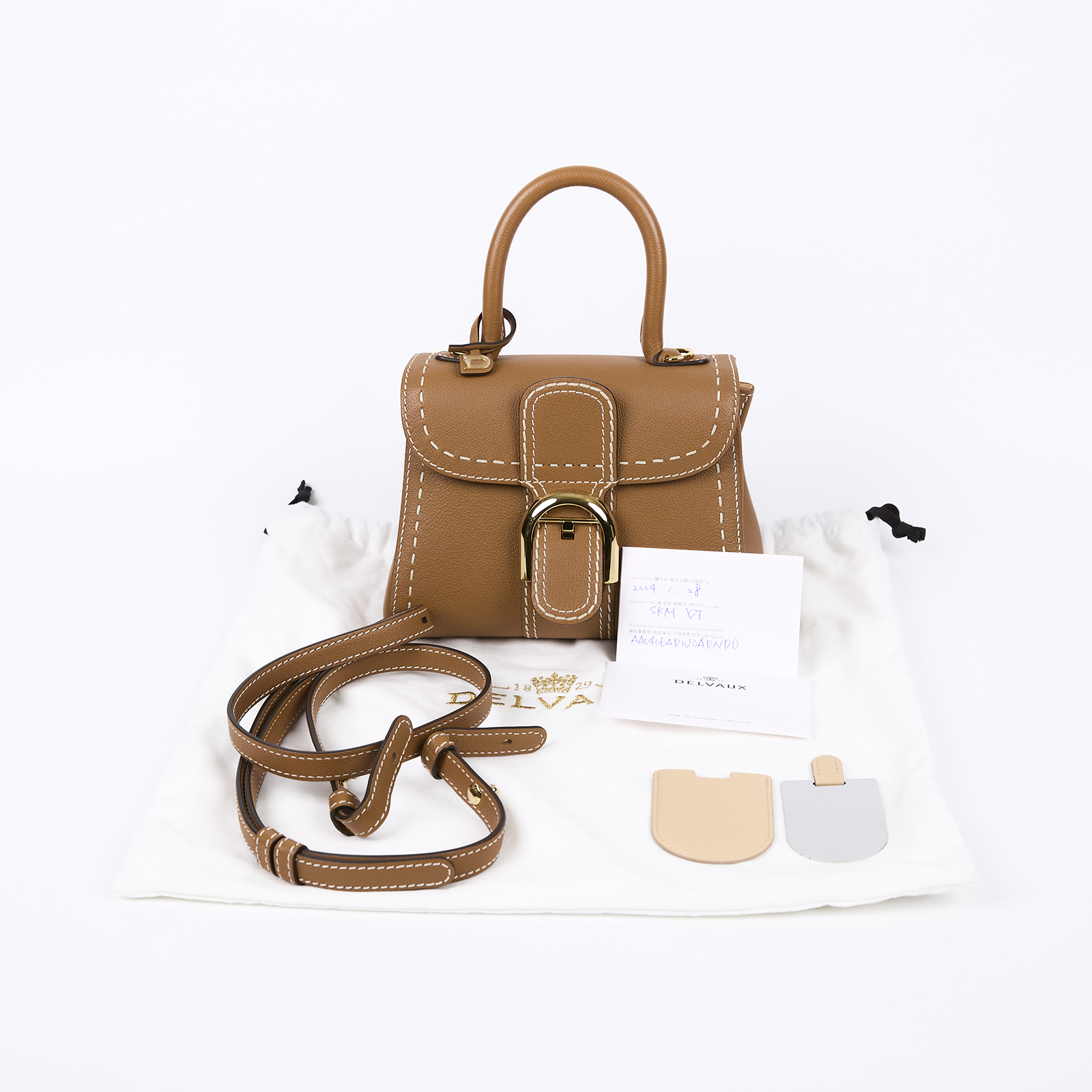 德爾沃 DELVAUX  Brillant Mini Surpique 手提包 AA0406ADW0ADADO  防塵袋/背帶/保證卡/鏡子