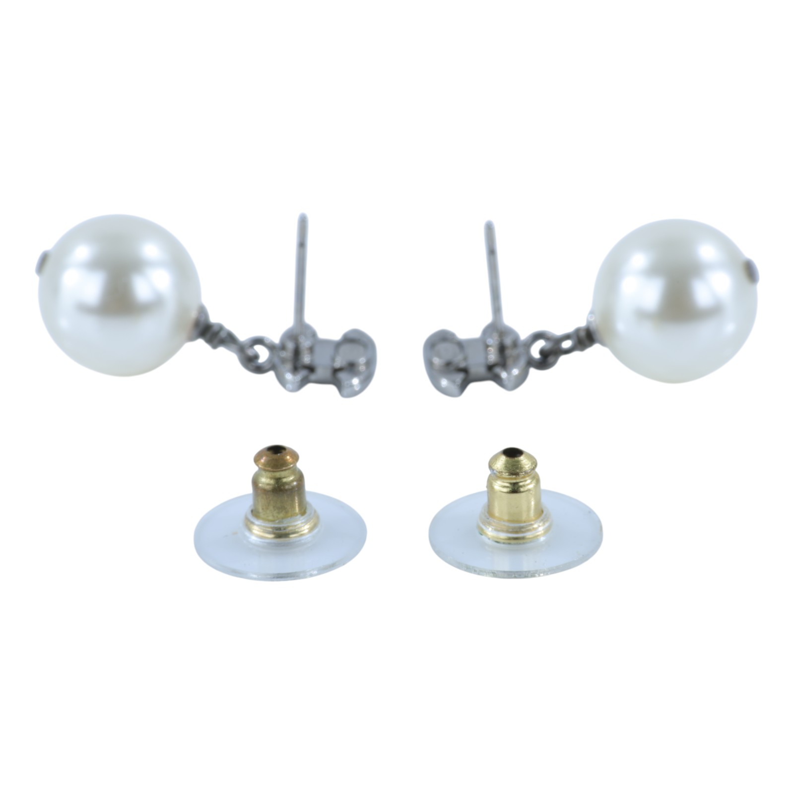 香奈兒 CHANEL CC 珍珠 耳釘 耳環 A36138A36138/A23V/F 銀色珍珠水鑽雙C垂墜耳環 原廠盒子/內襯