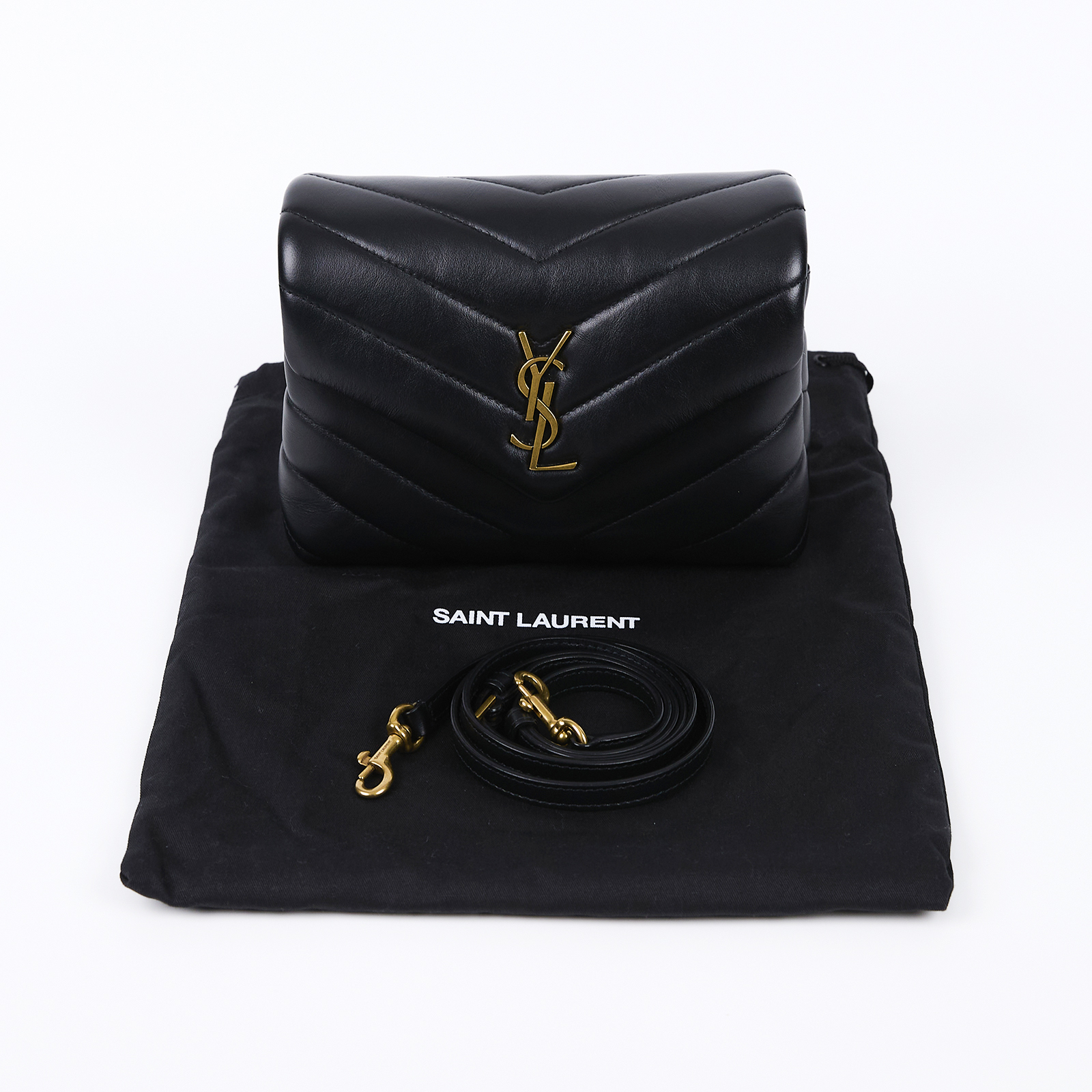 聖羅蘭 YSL SAINT LAURENT Loulou 絎縫 小牛皮 TOY 迷你 手袋  肩背 斜背包 金色五金 678401DV707  防塵袋