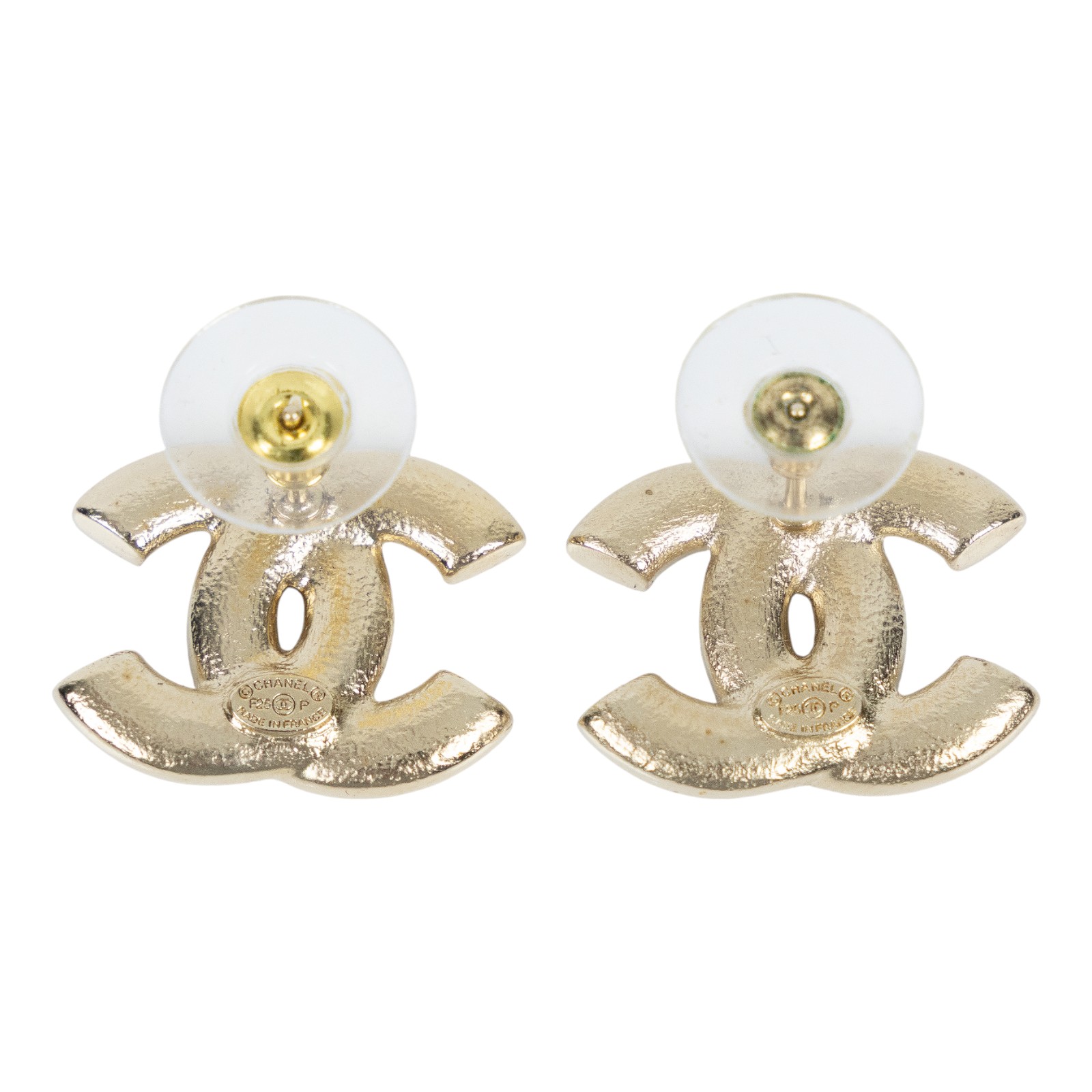 香奈兒 CHANEL CC LOGO 耳環 耳釘 F25P 金色大雙C耳環 原廠盒子/內襯