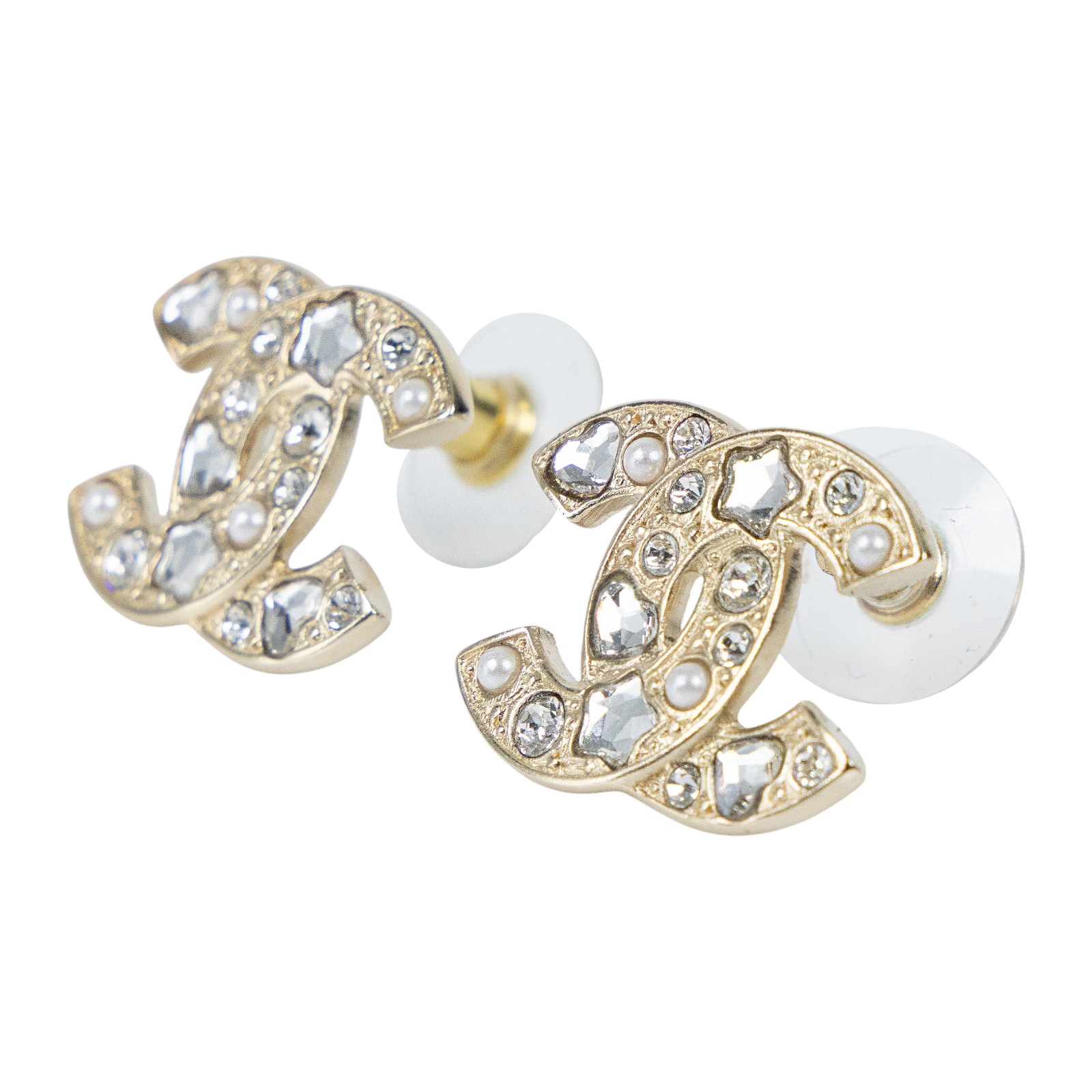 香奈兒 CHANEL CC LOGO 耳環 耳釘 F25P 金色大雙C耳環 原廠盒子/內襯