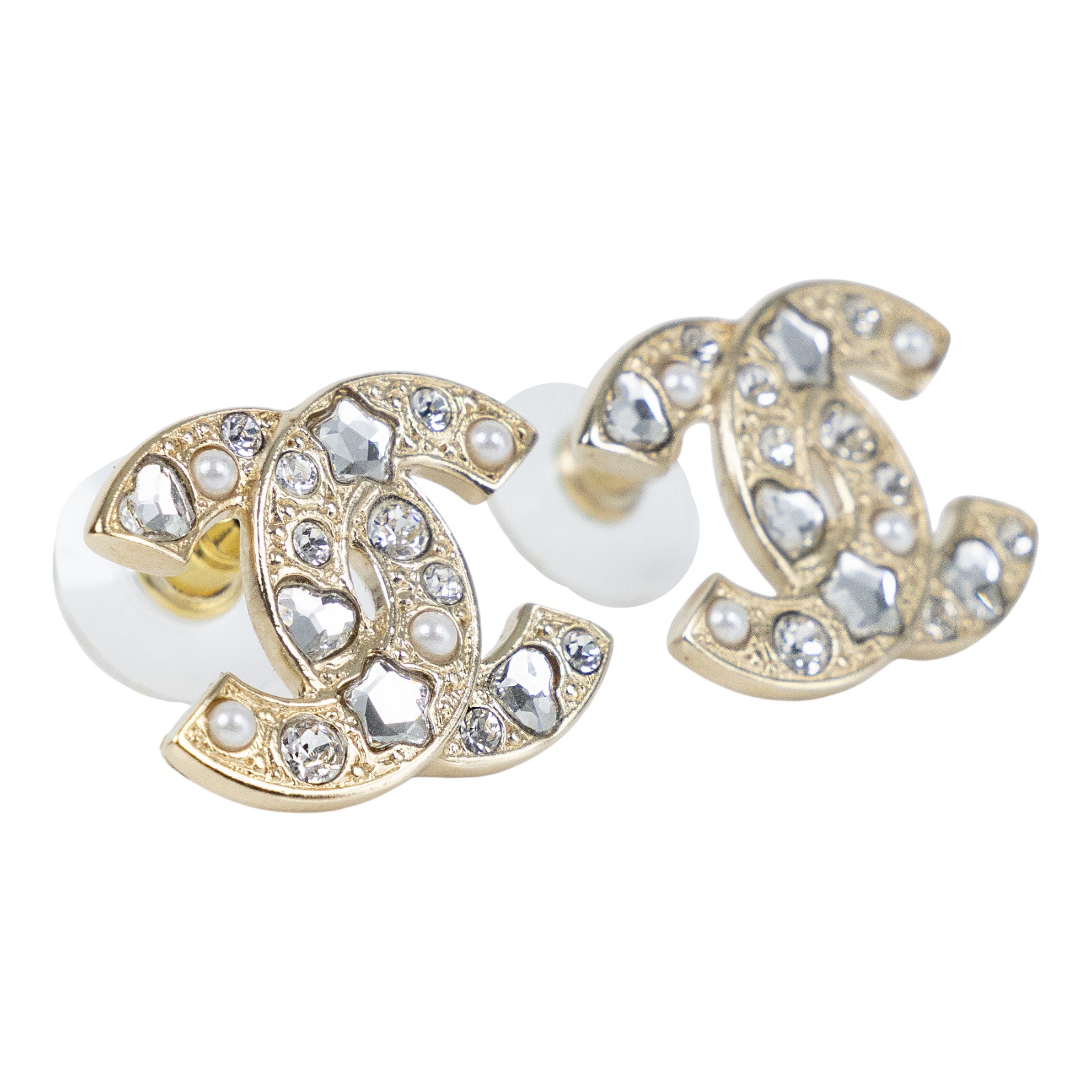 香奈兒 CHANEL CC LOGO 耳環 耳釘 F25P 金色大雙C耳環 原廠盒子/內襯