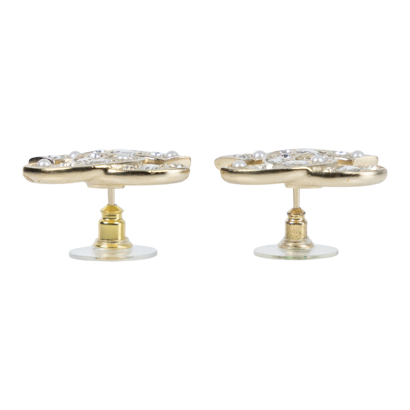 香奈兒 CHANEL CC LOGO 耳環 耳釘 F25P 金色大雙C耳環 原廠盒子/內襯