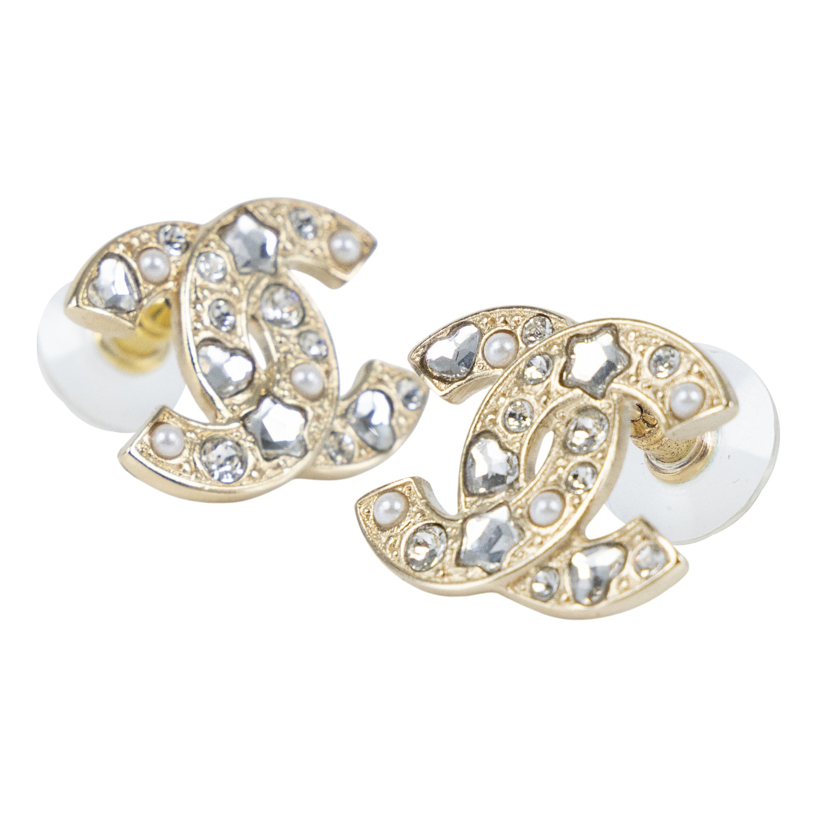 香奈兒 CHANEL CC LOGO 耳環 耳釘 F25P 金色大雙C耳環 原廠盒子/內襯