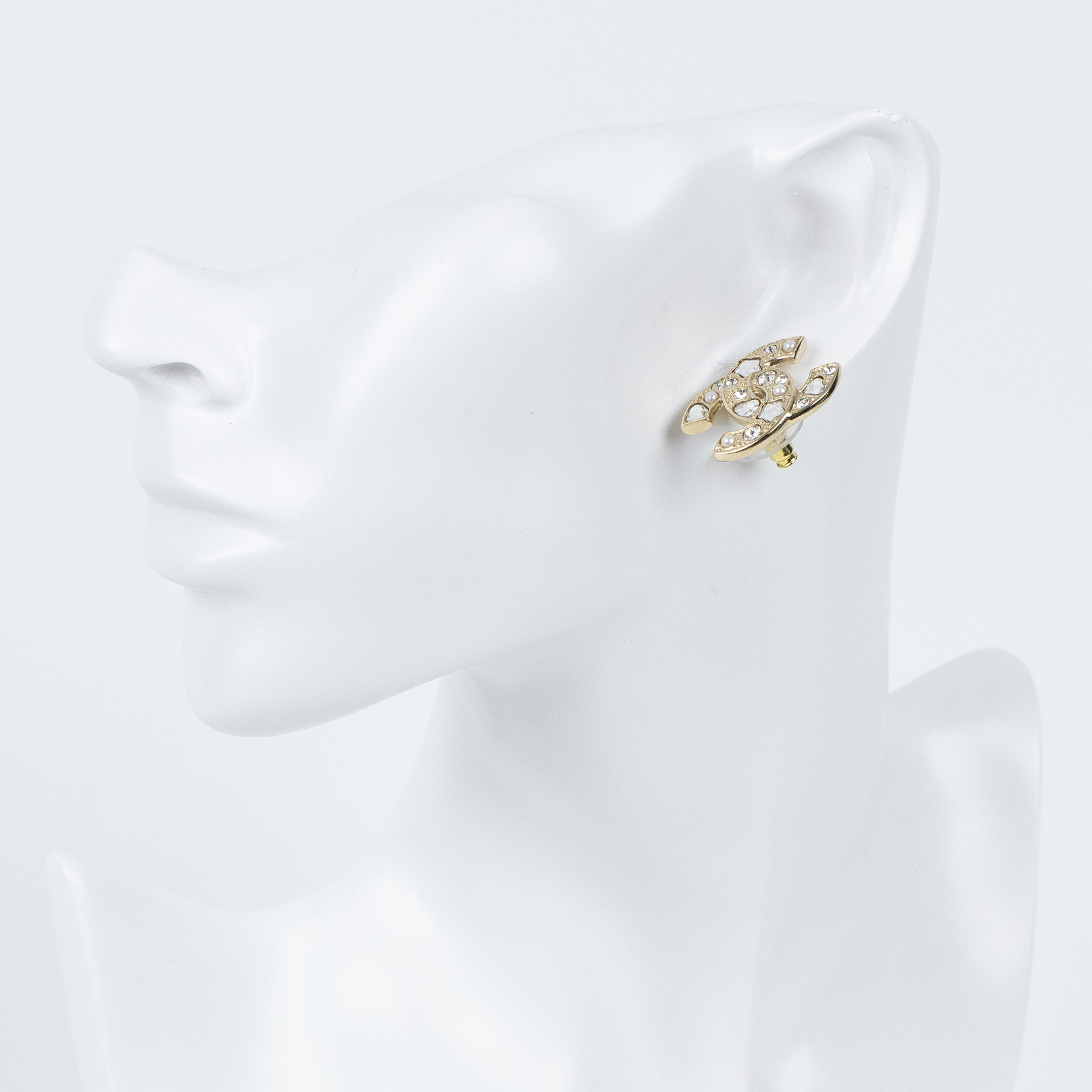 香奈兒 CHANEL CC LOGO 耳環 耳釘 F25P 金色大雙C耳環 原廠盒子/內襯