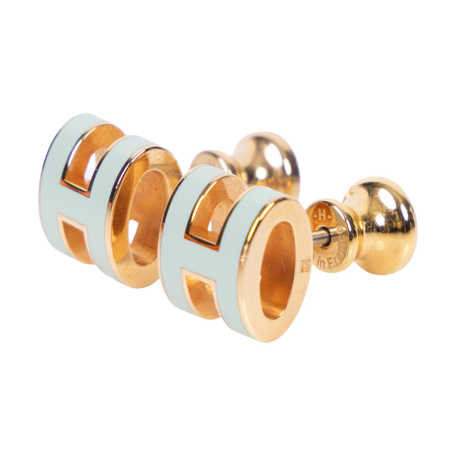 愛馬仕 Hermes Mini Pop H 耳釘 POPHEMINI GD0234 淺藍MINI POP H耳環 原廠盒子/防塵袋/內襯