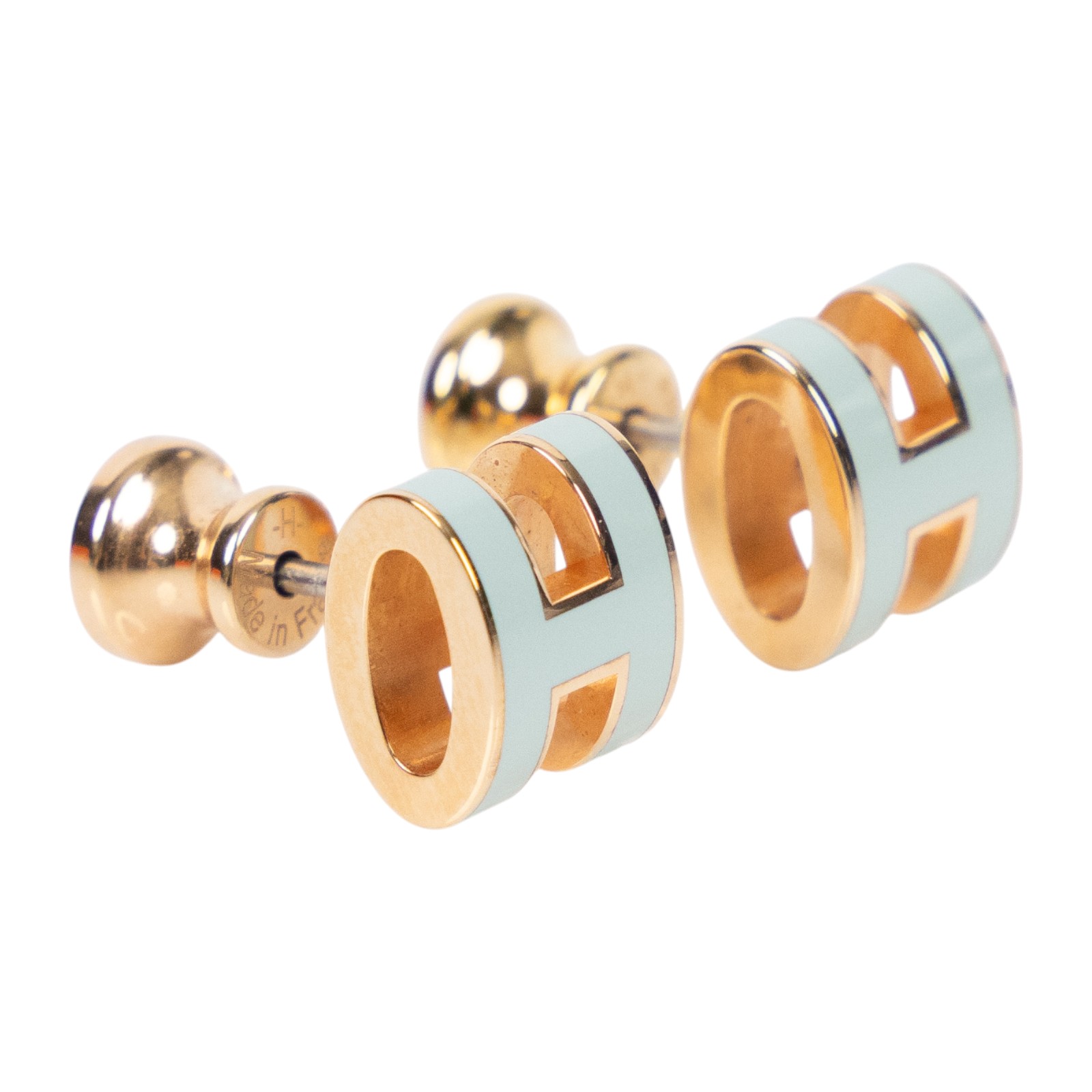 愛馬仕 Hermes Mini Pop H 耳釘 POPHEMINI GD0234 淺藍MINI POP H耳環 原廠盒子/防塵袋/內襯