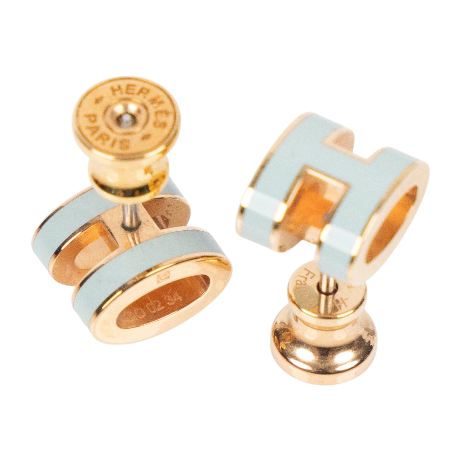 愛馬仕 Hermes Mini Pop H 耳釘 POPHEMINI GD0234 淺藍MINI POP H耳環 原廠盒子/防塵袋/內襯