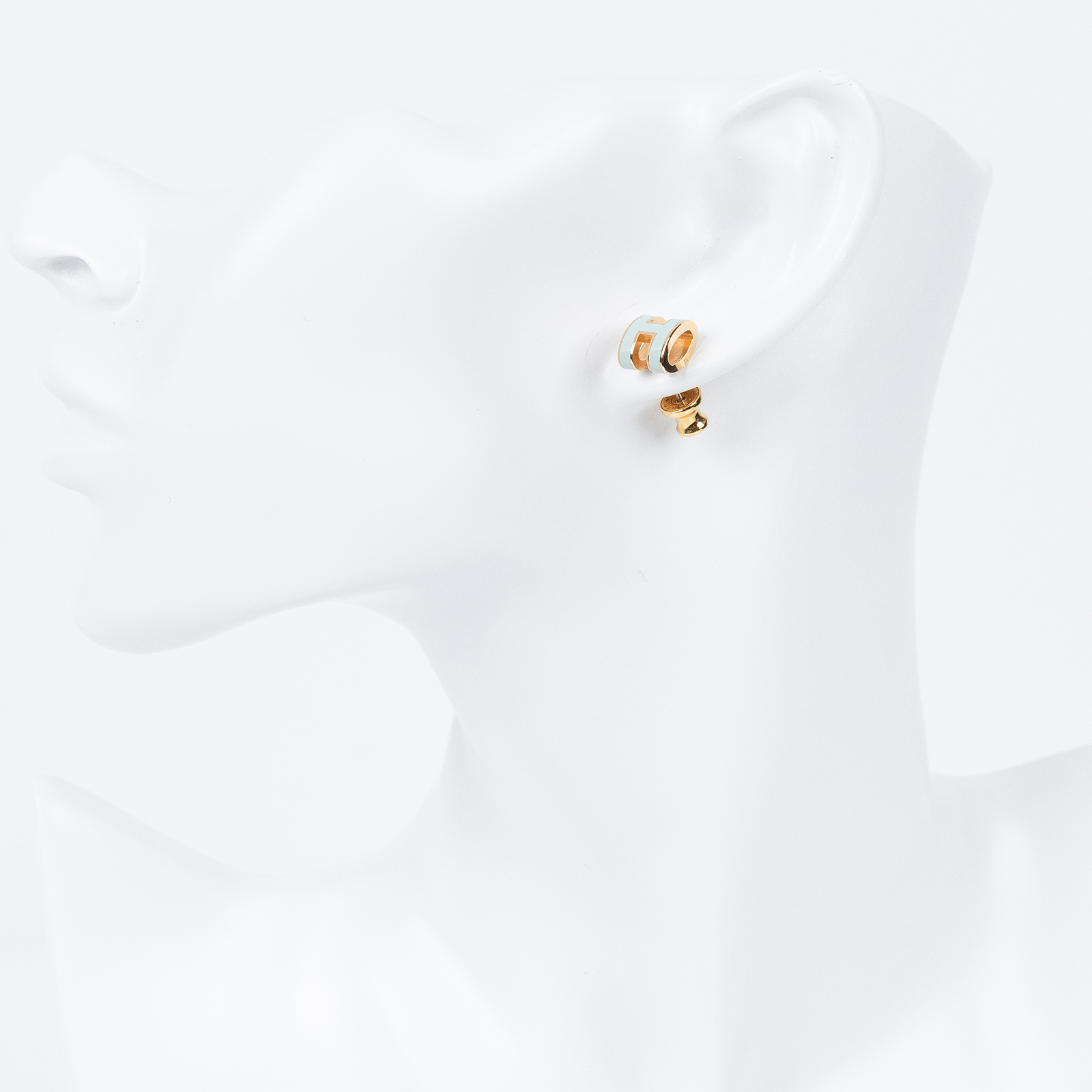 愛馬仕 Hermes Mini Pop H 耳釘 POPHEMINI GD0234 淺藍MINI POP H耳環 原廠盒子/防塵袋/內襯