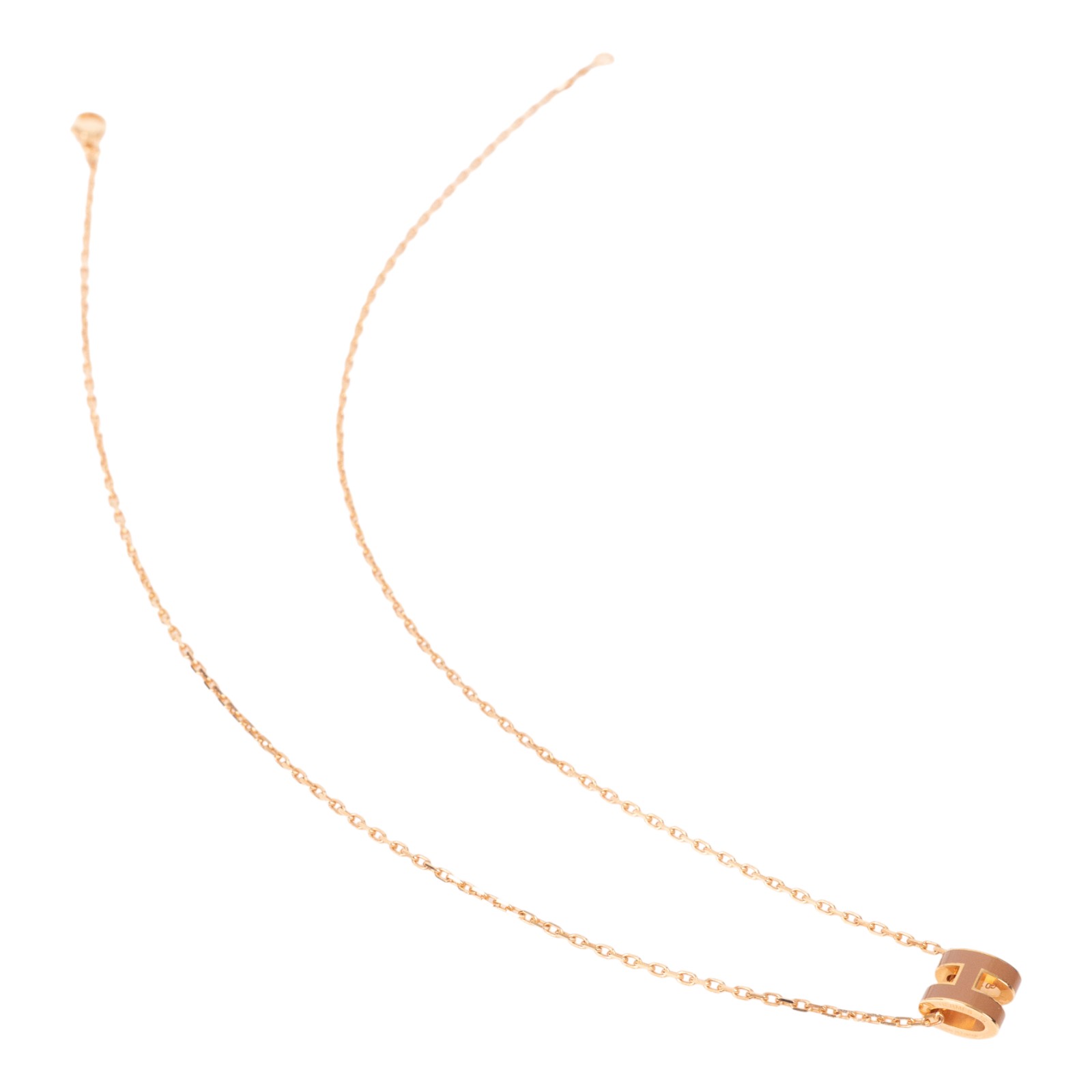 愛馬仕 Hermes Mini Pop H 墜飾 POPHPMINI GD1213 棕MINI POP H 項鍊 原廠盒子/防塵袋/內襯