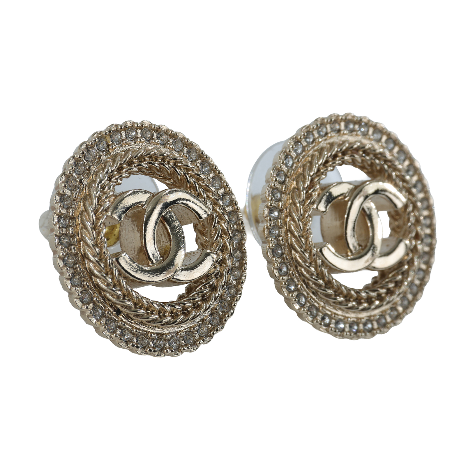 香奈兒 CHANEL CC LOGO 耳環 耳釘 ABE549/B24 K 金色圓圈貼耳雙C耳環 原廠盒子/防塵袋/購買證明