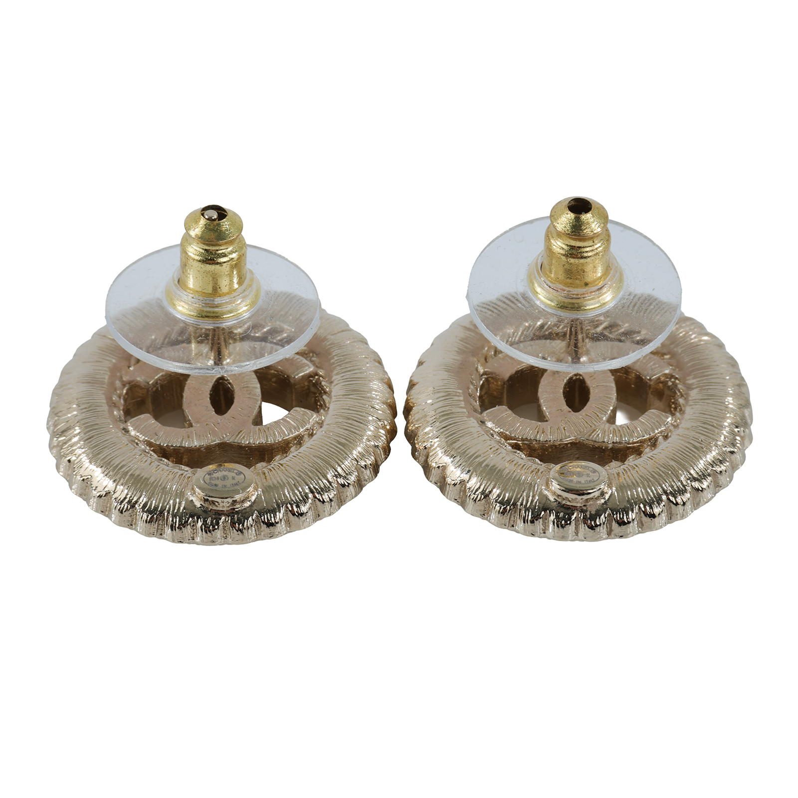 香奈兒 CHANEL CC LOGO 耳環 耳釘 ABE549/B24 K 金色圓圈貼耳雙C耳環 原廠盒子/防塵袋/購買證明