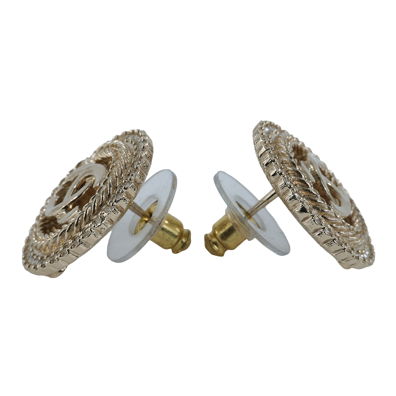 香奈兒 CHANEL CC LOGO 耳環 耳釘 ABE549/B24 K 金色圓圈貼耳雙C耳環 原廠盒子/防塵袋/購買證明