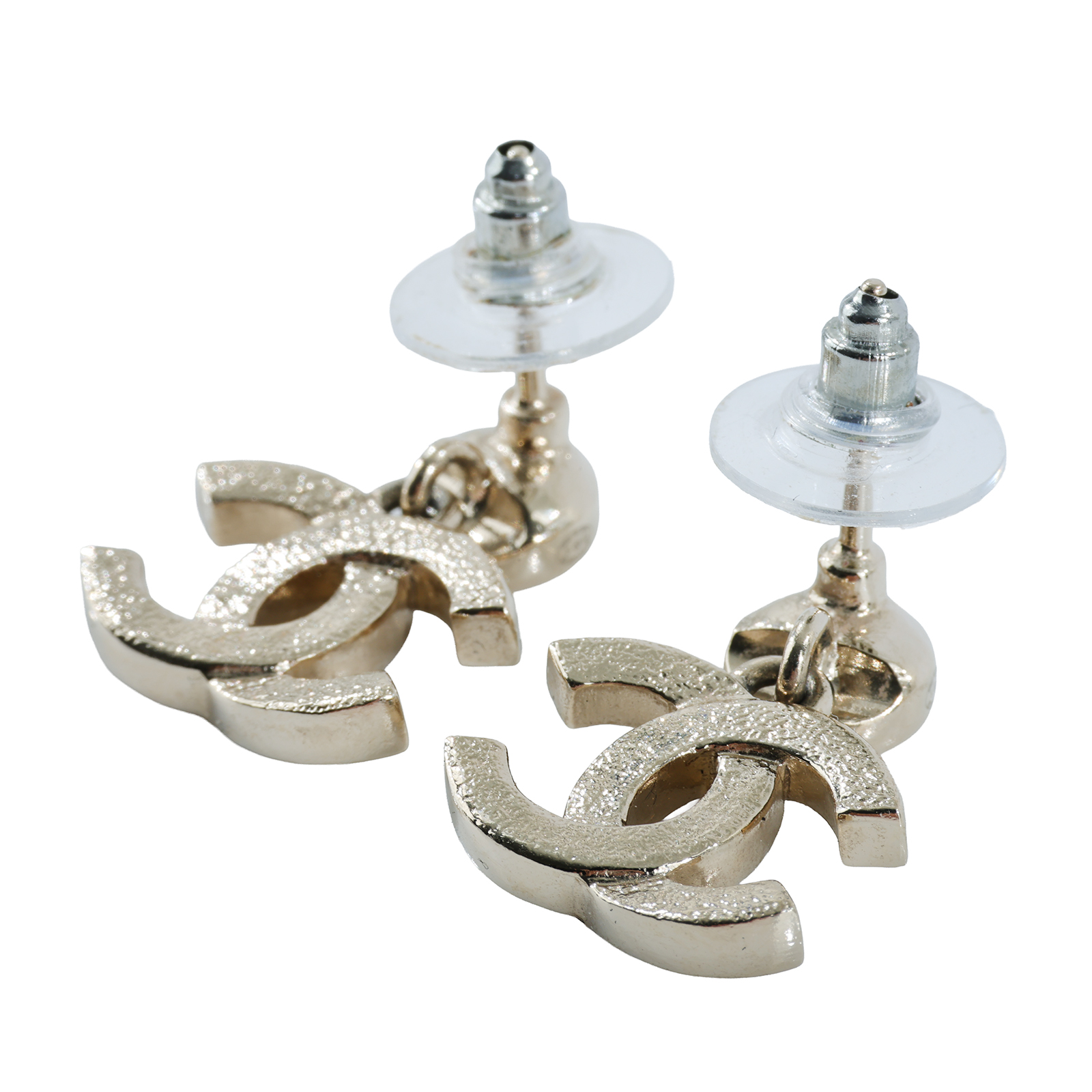 香奈兒 CHANEL CC LOGO 耳環 耳釘 B25 S 金色水鑽垂墜耳環 原廠盒子/內襯