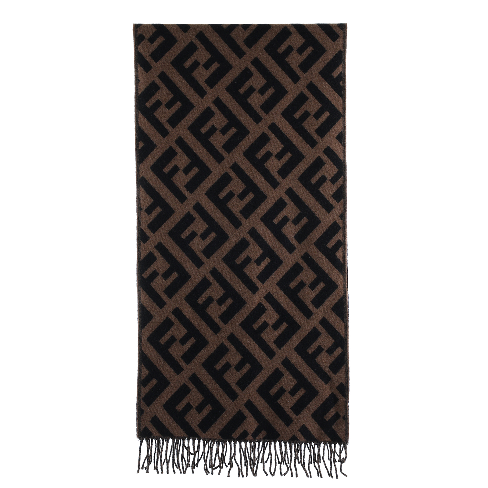 芬迪 FENDI FF 棕色羊絨 圍巾 FXT260A8RSF0QE1 棕色羊毛FF圍巾 防塵袋