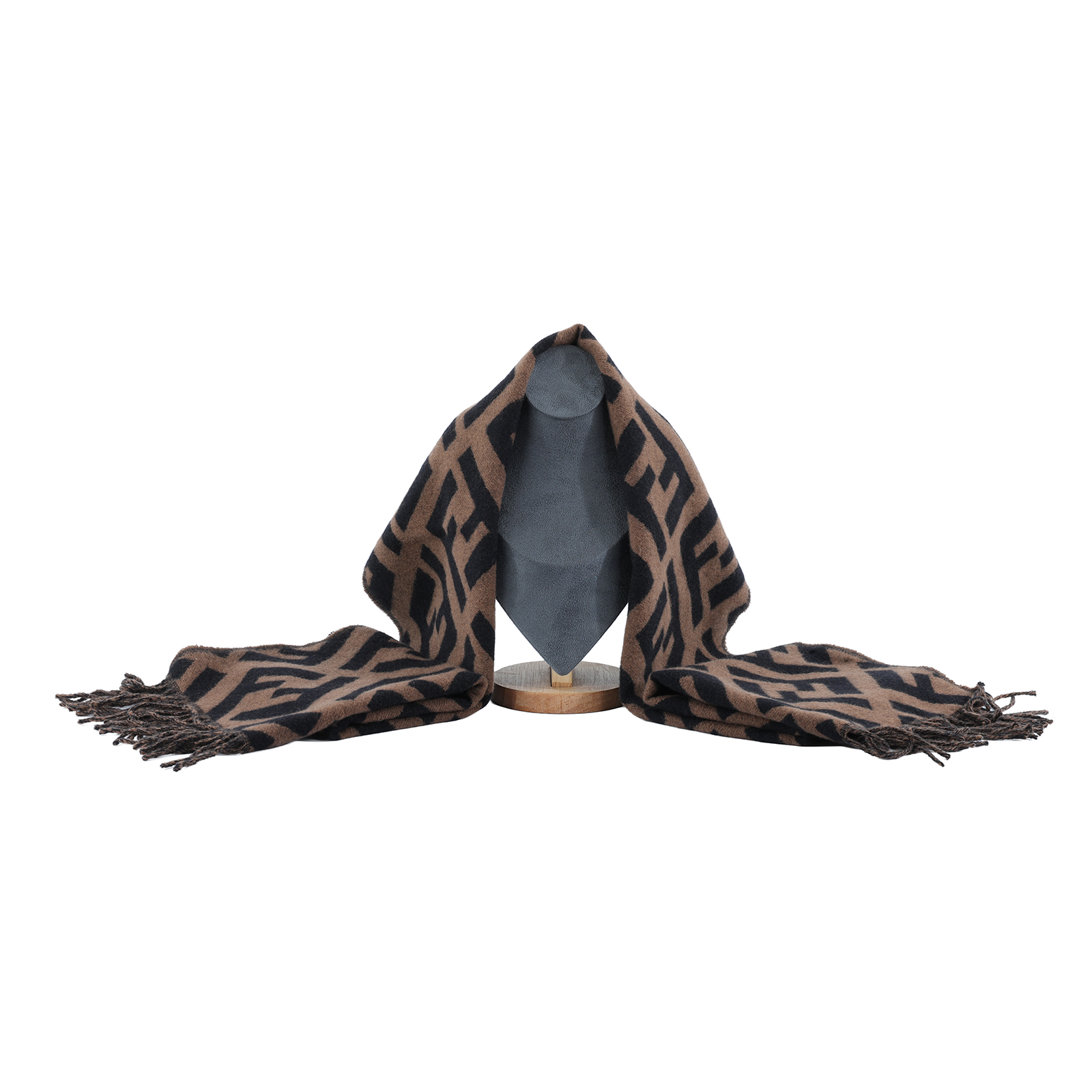 芬迪 FENDI FF 棕色羊絨 圍巾 FXT260A8RSF0QE1 棕色羊毛FF圍巾 防塵袋