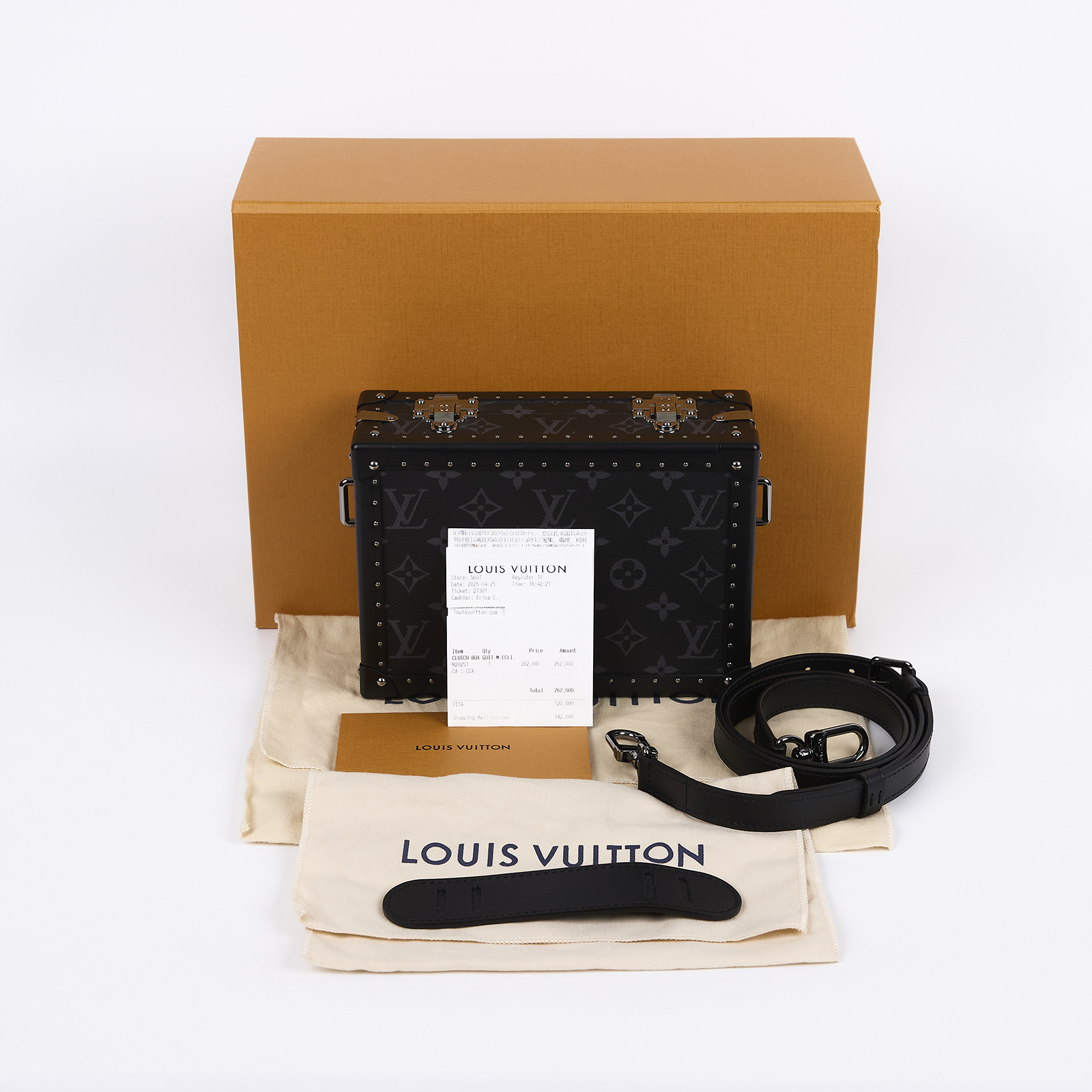路易威登 LOUIS VUITTON Clutch Box 斜背 硬殼包 硬盒箱 Monogram Eclipse M20251 晶片款  原廠盒子/防塵袋/背帶/購買證明