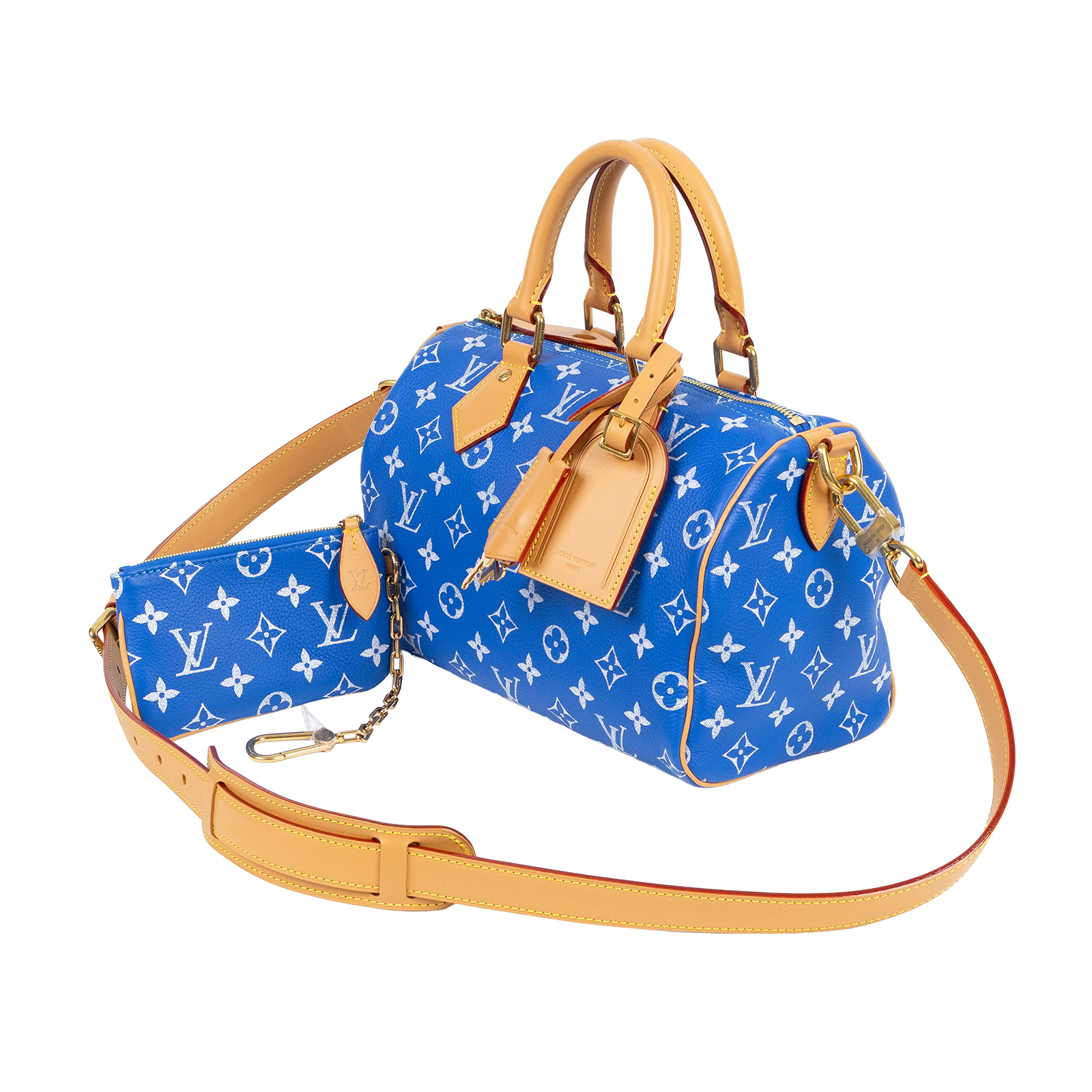 路易威登 LOUIS VUITTON Speedy P9 Bandoulière 25 波士頓包 手提包 藍色 M24424 晶片款  防塵袋/鎖組/背帶