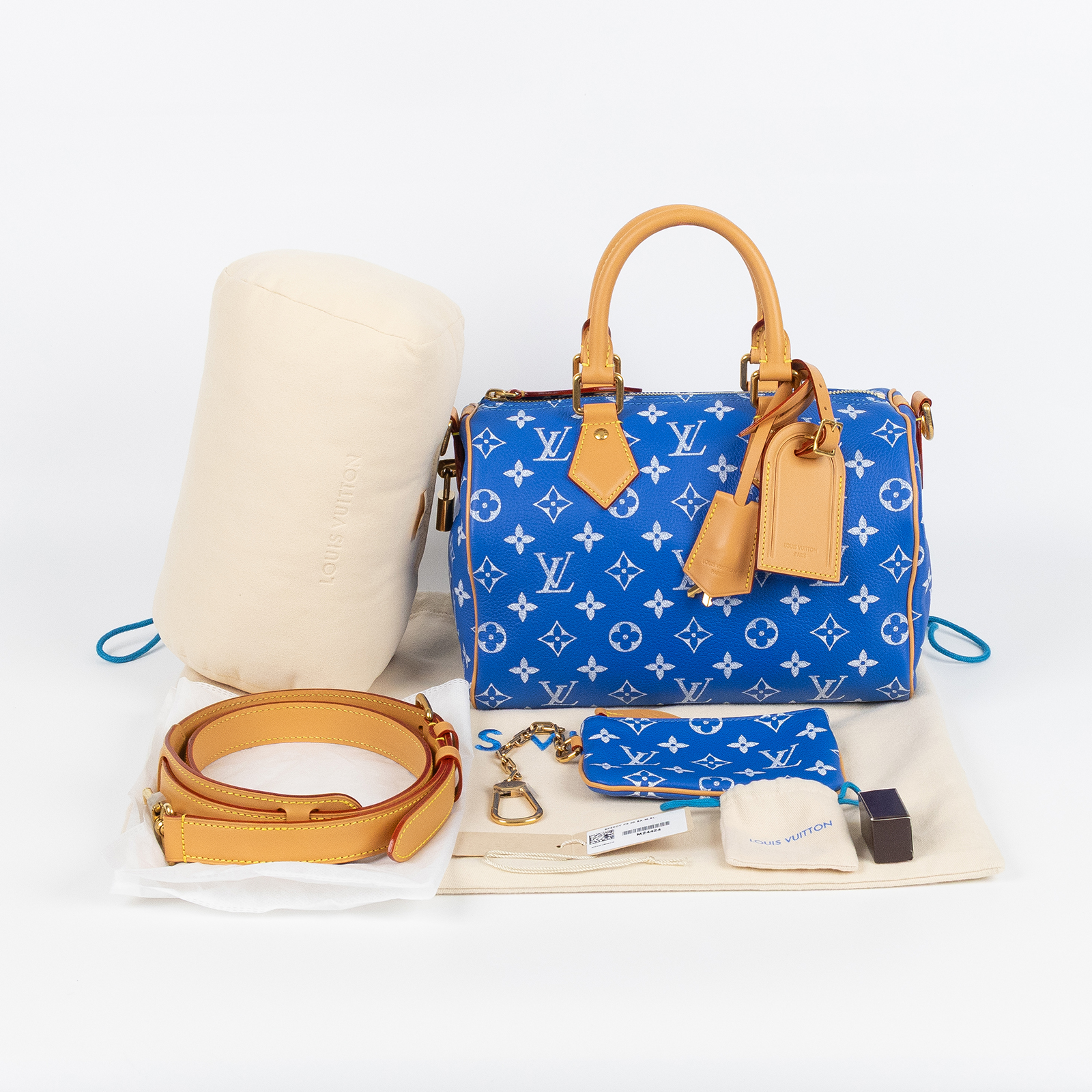 路易威登 LOUIS VUITTON Speedy P9 Bandoulière 25 波士頓包 手提包 藍色 M24424 晶片款  防塵袋/鎖組/背帶