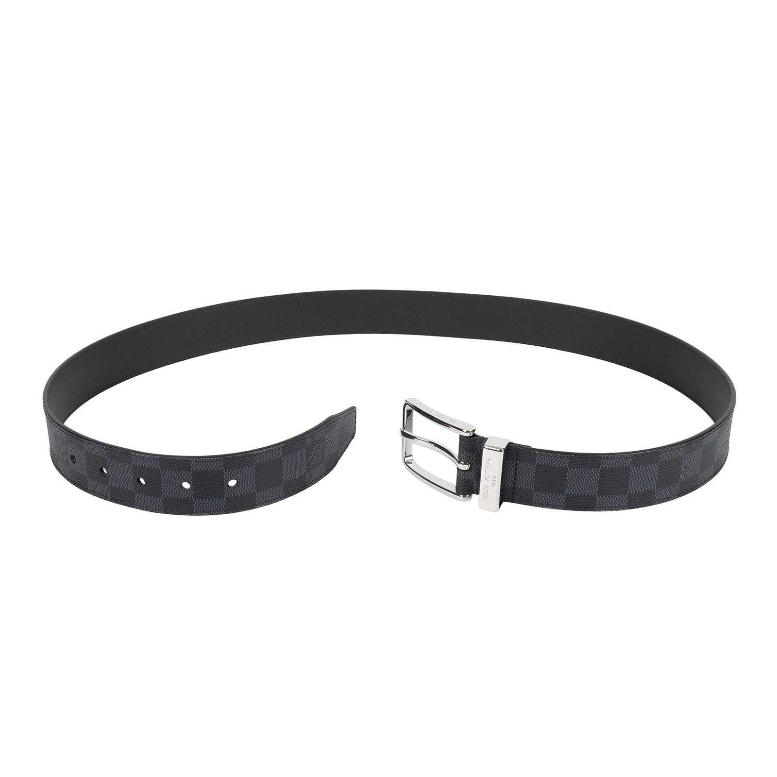 路易威登 LOUIS VUITTON Pont Neuf 皮帶 M8200T 黑棋盤皮帶 #95 防塵袋