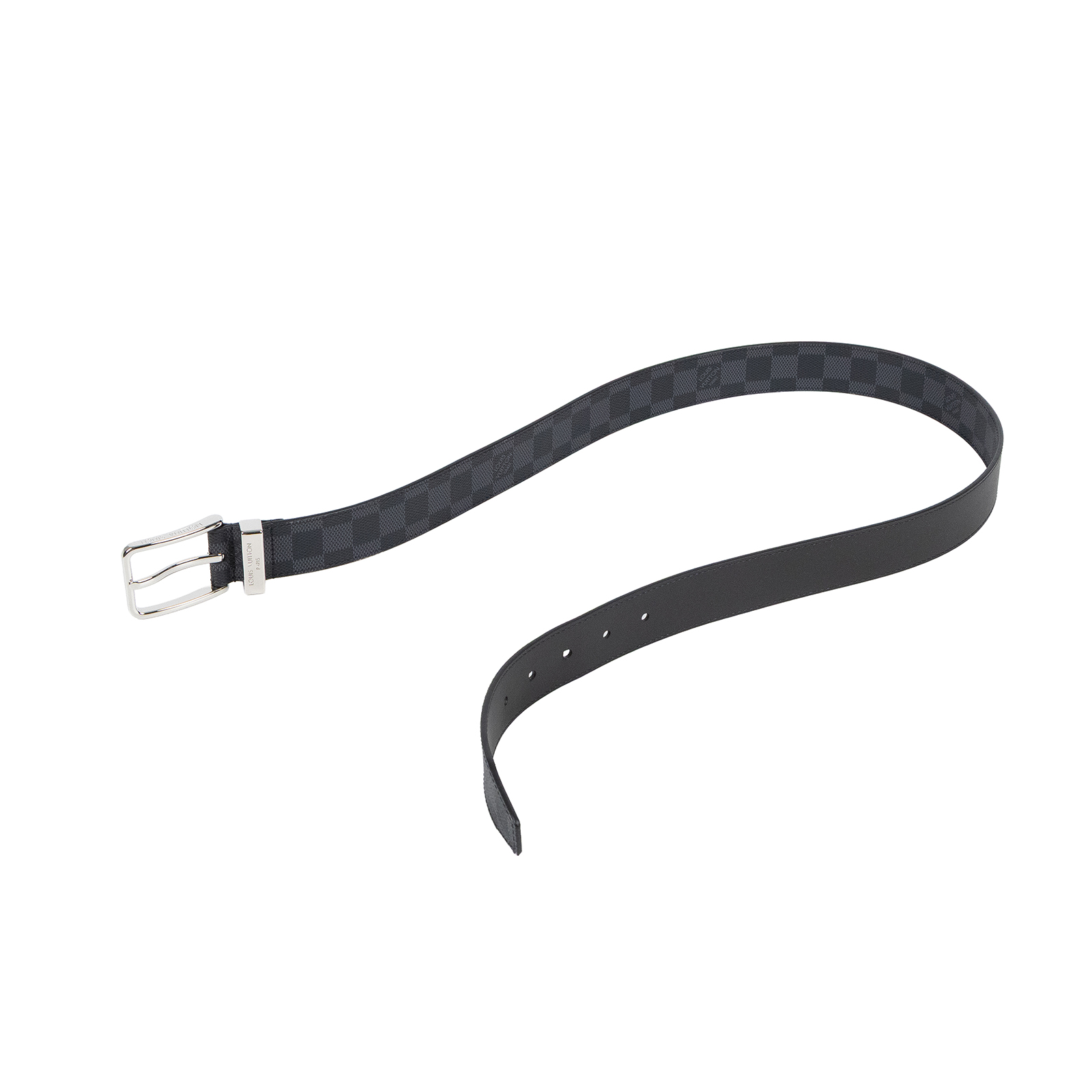 路易威登 LOUIS VUITTON Pont Neuf 皮帶 M8200T 黑棋盤皮帶 #95 防塵袋