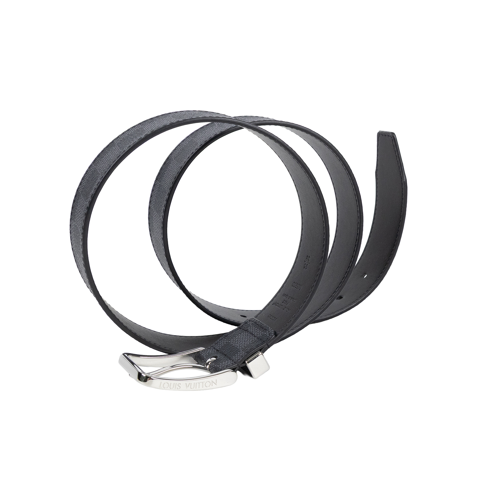 路易威登 LOUIS VUITTON Pont Neuf 皮帶 M8200T 黑棋盤皮帶 #95 防塵袋