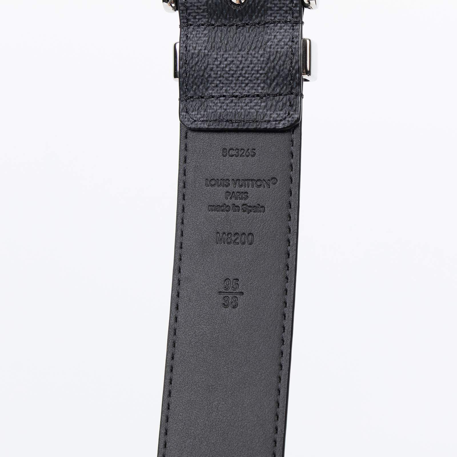 路易威登 LOUIS VUITTON Pont Neuf 皮帶 M8200T 黑棋盤皮帶 #95 防塵袋