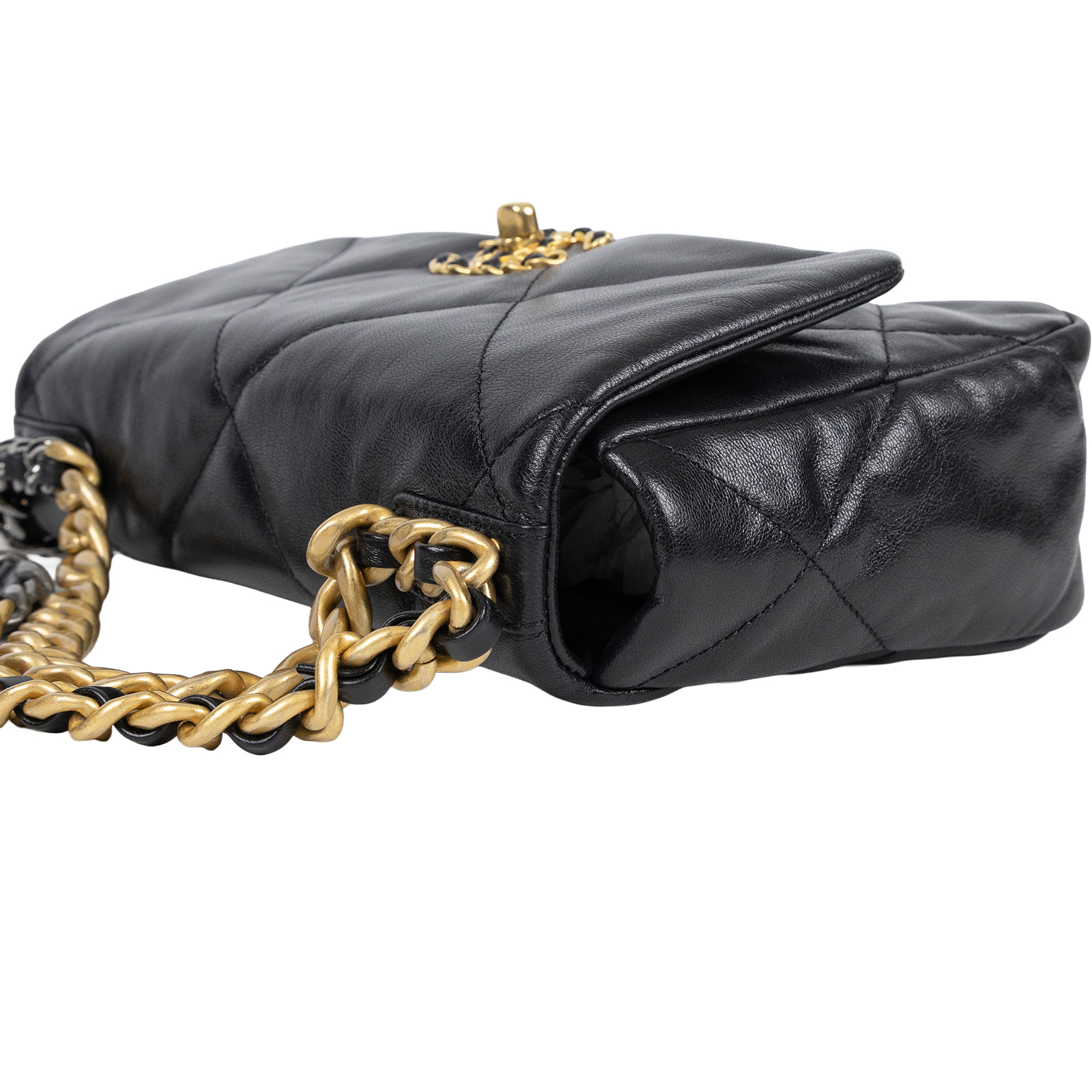 香奈兒 CHANEL 19 口蓋包 菱格紋 金銀鍊帶 手提 肩背包 AS1160 29開 黑19包 26CM 原廠盒子/保證卡